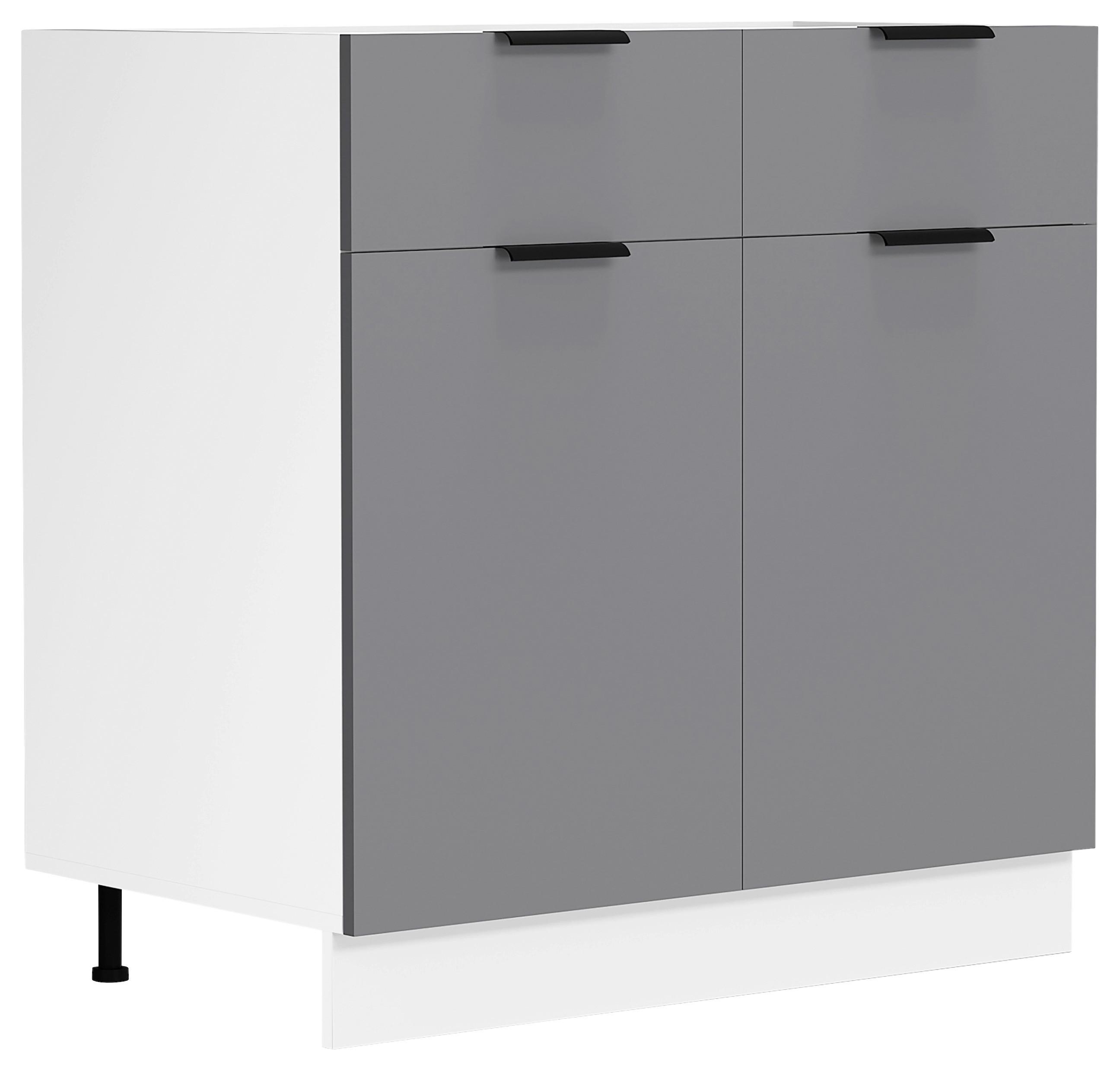 KÜCHENUNTERSCHRANK FASOLA - Weiss/Anthrazit, Trend, Holzwerkstoff/Kunststoff (80/82/46cm) - MID.YOU