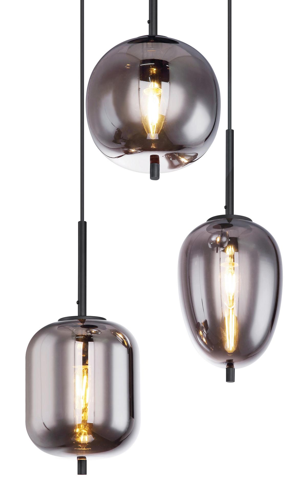 Hängeleuchte Jeanette in Schwarz max. 40 Watt - Schwarz, MODERN, Glas/Metall (40/120cm) - Premium Living