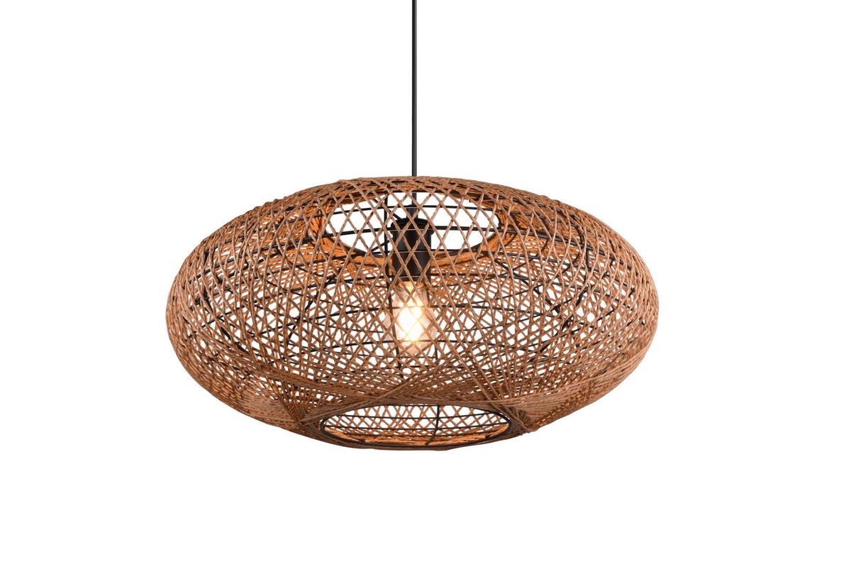 Hängeleuchte Hedda Braun/Schwarz max. 40 Watt - Schwarz/Braun, Natur, Naturmaterialien/Metall (52/150cm) - Trio Leuchten