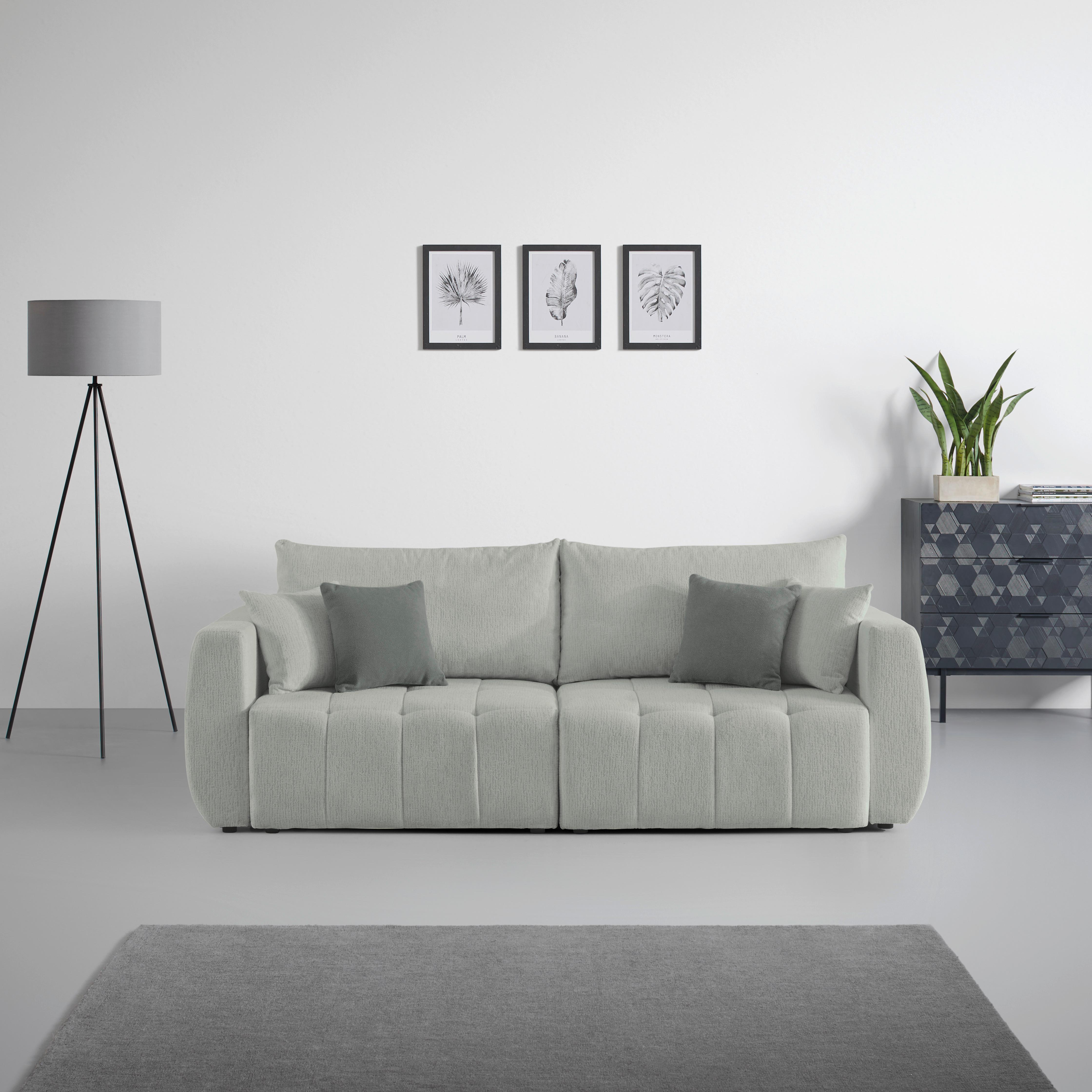 Schlafsofa Bologna Grau - Beige/Schwarz, Holz/Textil (245/74-90/104cm) - Mömax