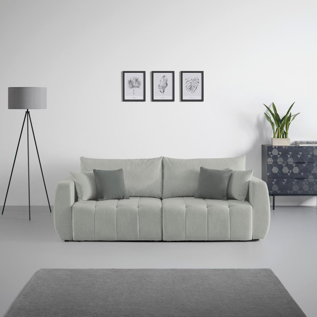Schlafsofa Bologna Grau - Beige/Schwarz, Holz/Textil (245/74-90/104cm) - Mömax