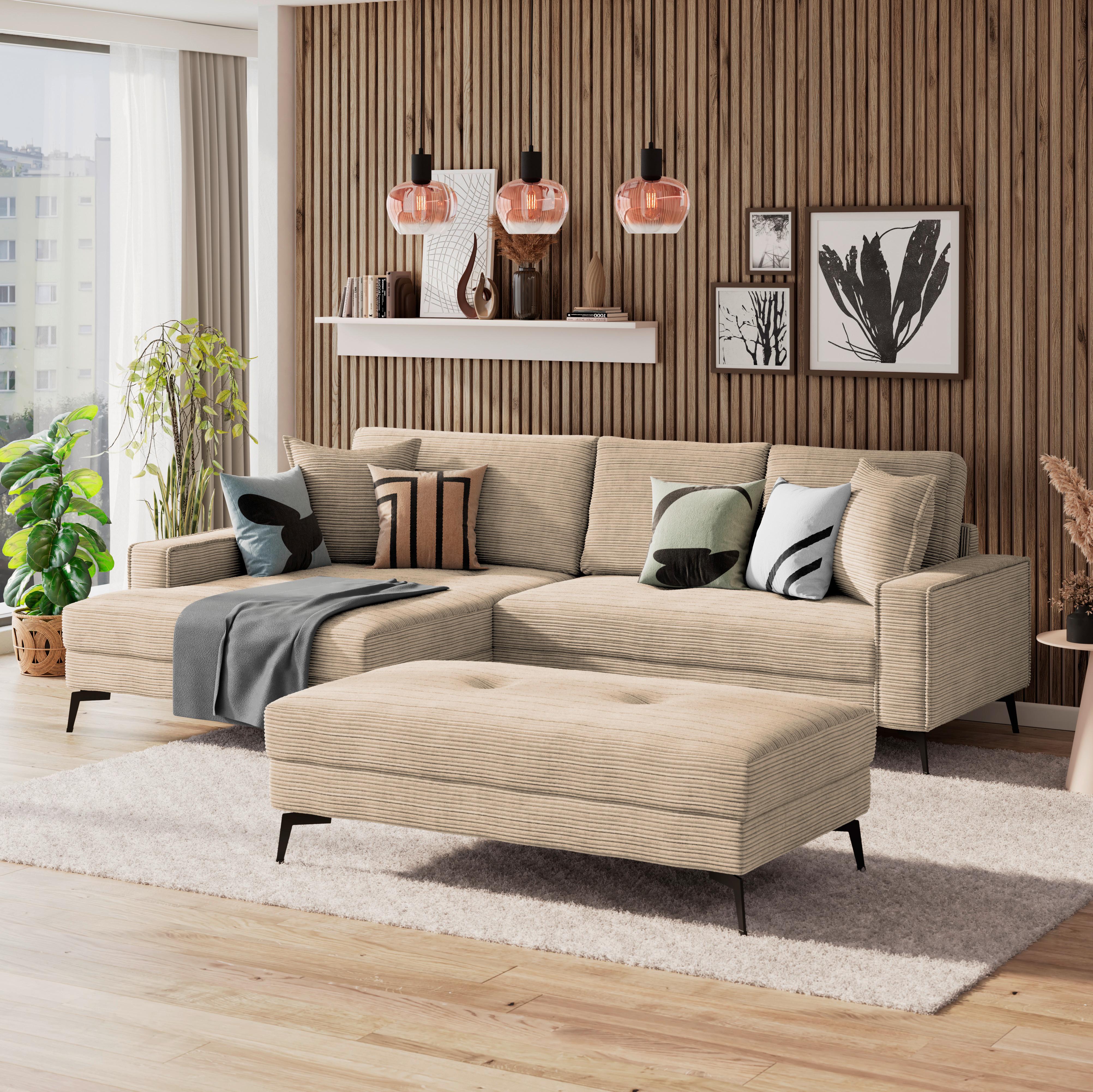 Kutna Garnitura Zero - bež/svijetlo siva, Trend, tekstil (173/286cm) - Modern Living