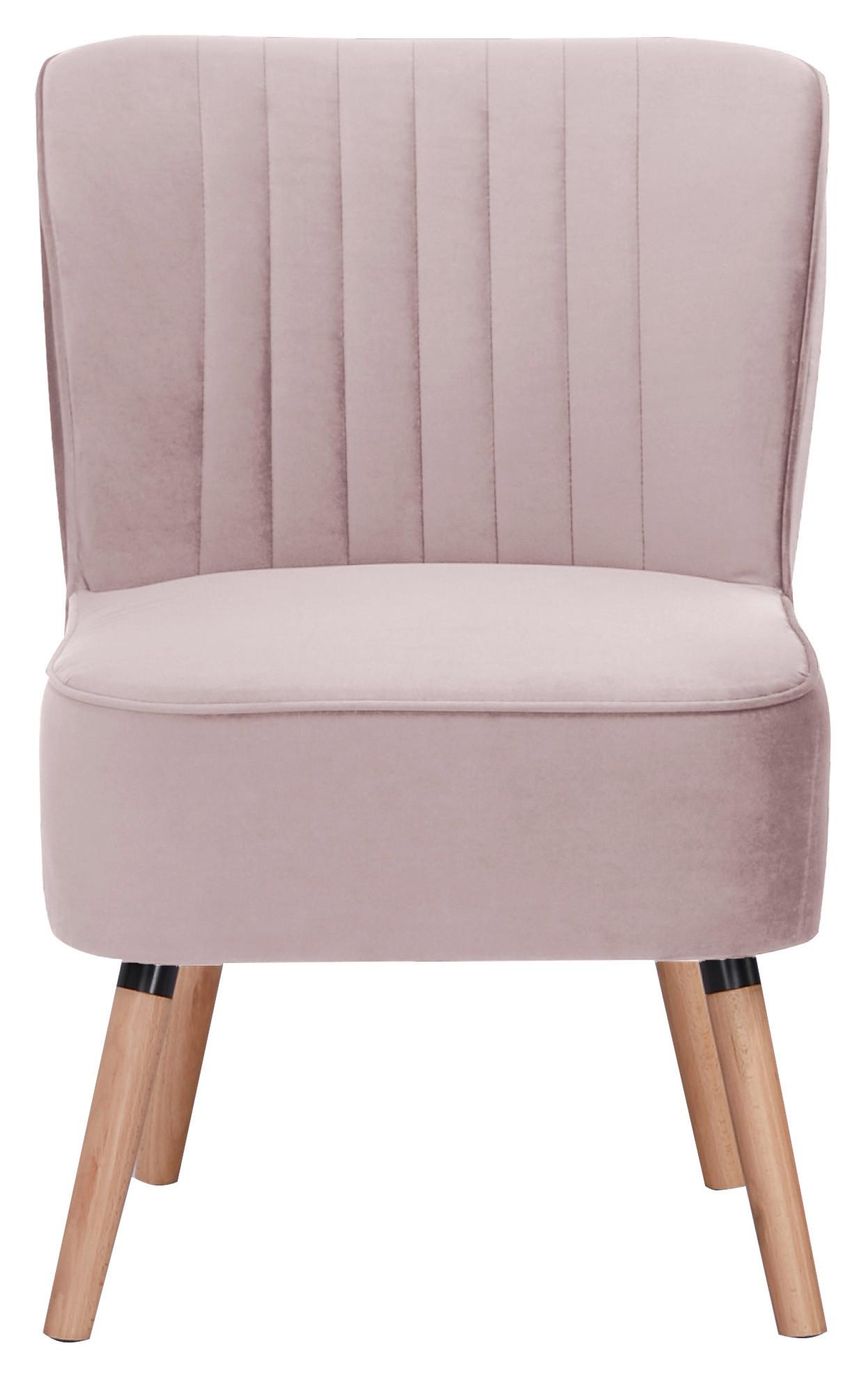 Fotelja Grace - pink/prirodna boja, Moderno, drvo/tekstil (58/80/64cm) - Ondega