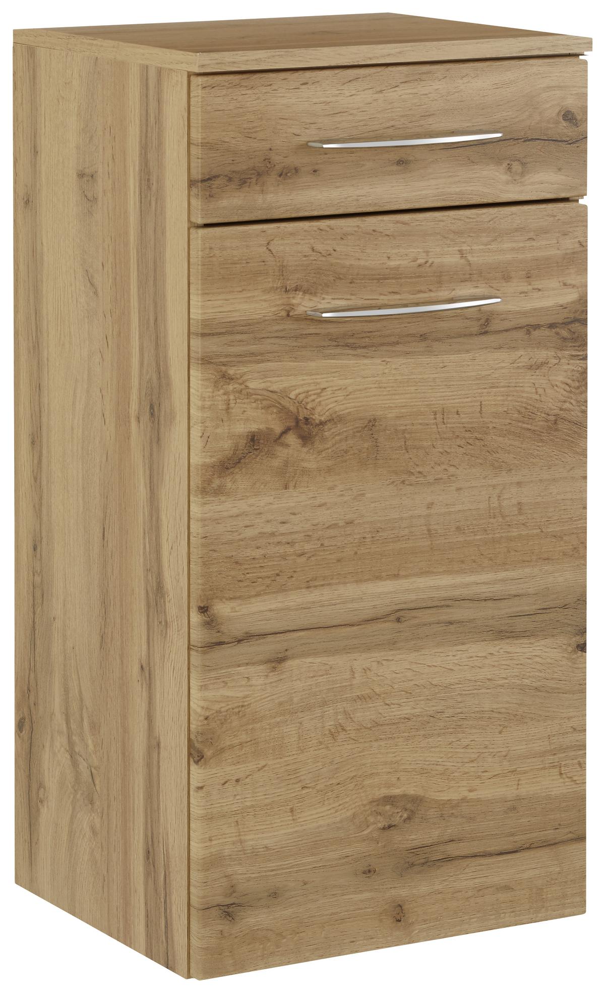 Spodnja Omarica Florida, Barva Hrasta - barve kroma/barve hrasta, Moderno, kovina/leseni material (40/79/35cm) - Premium Living