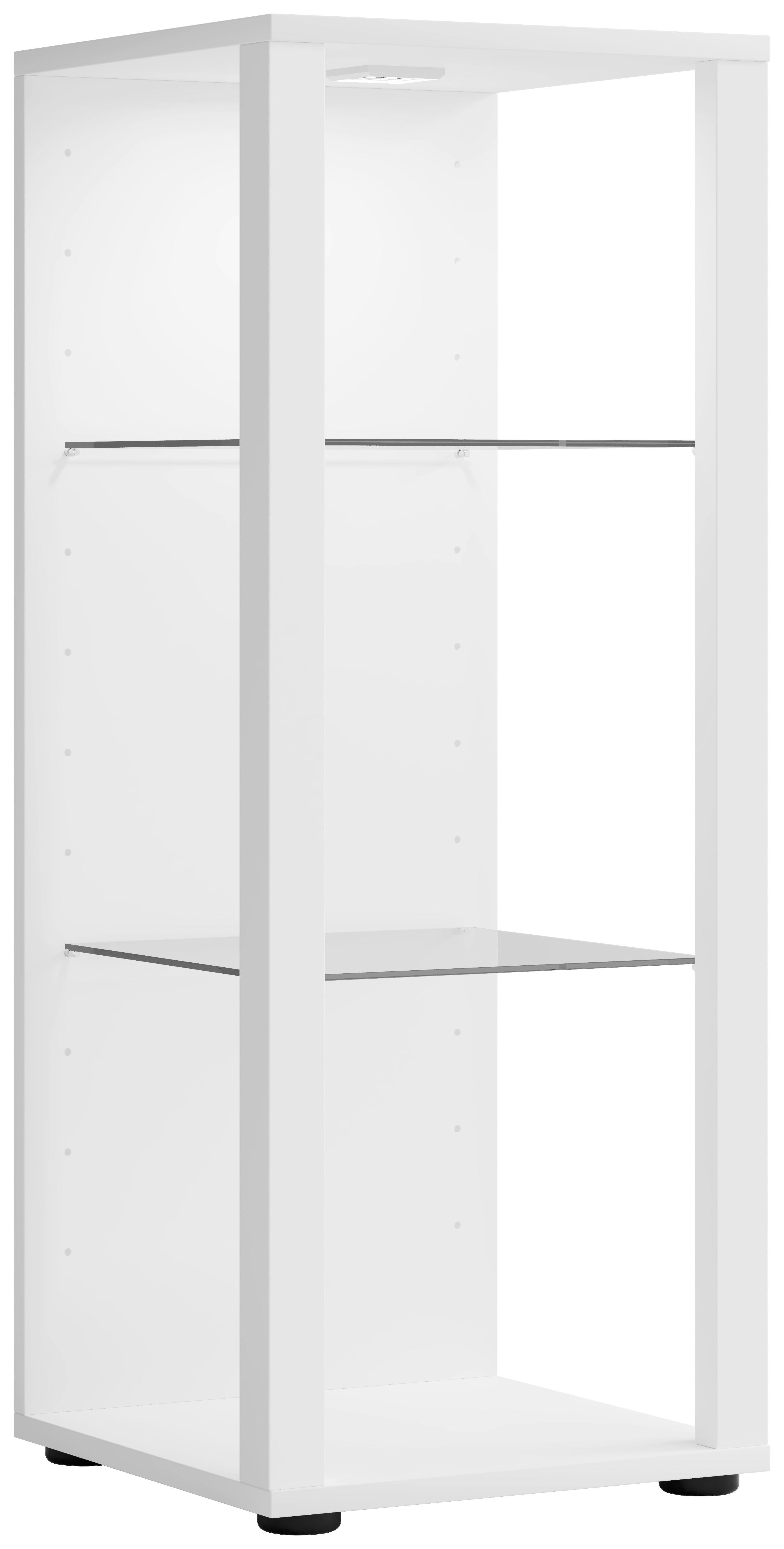 Vitrina Glasol M, Bela - črna/bela, Moderno, umetna masa/steklo (35/90/35cm) - MID.YOU