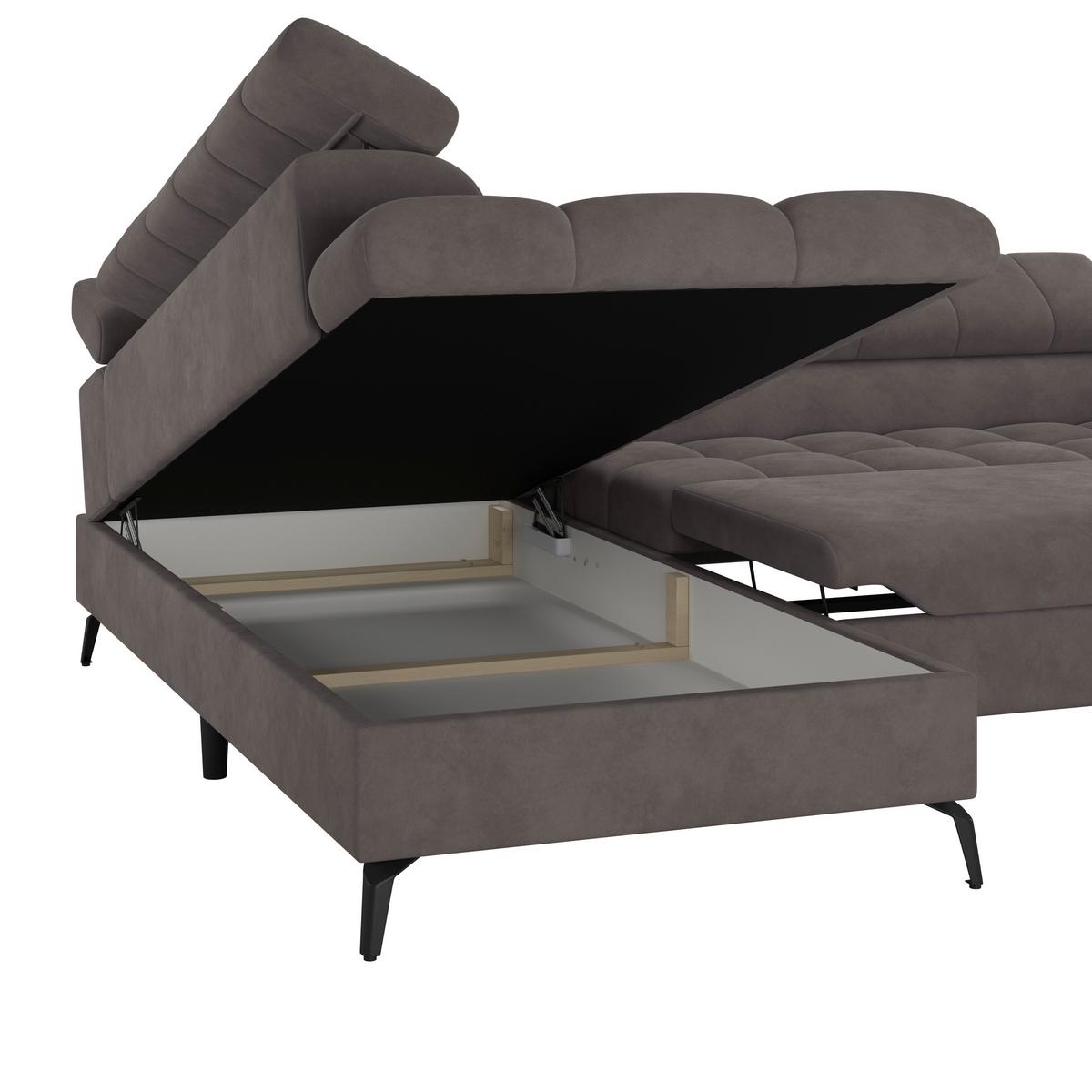 Kutna Garnitura Volf - boje grafita/tamno siva, Trend, tekstil/metal (203/261cm)