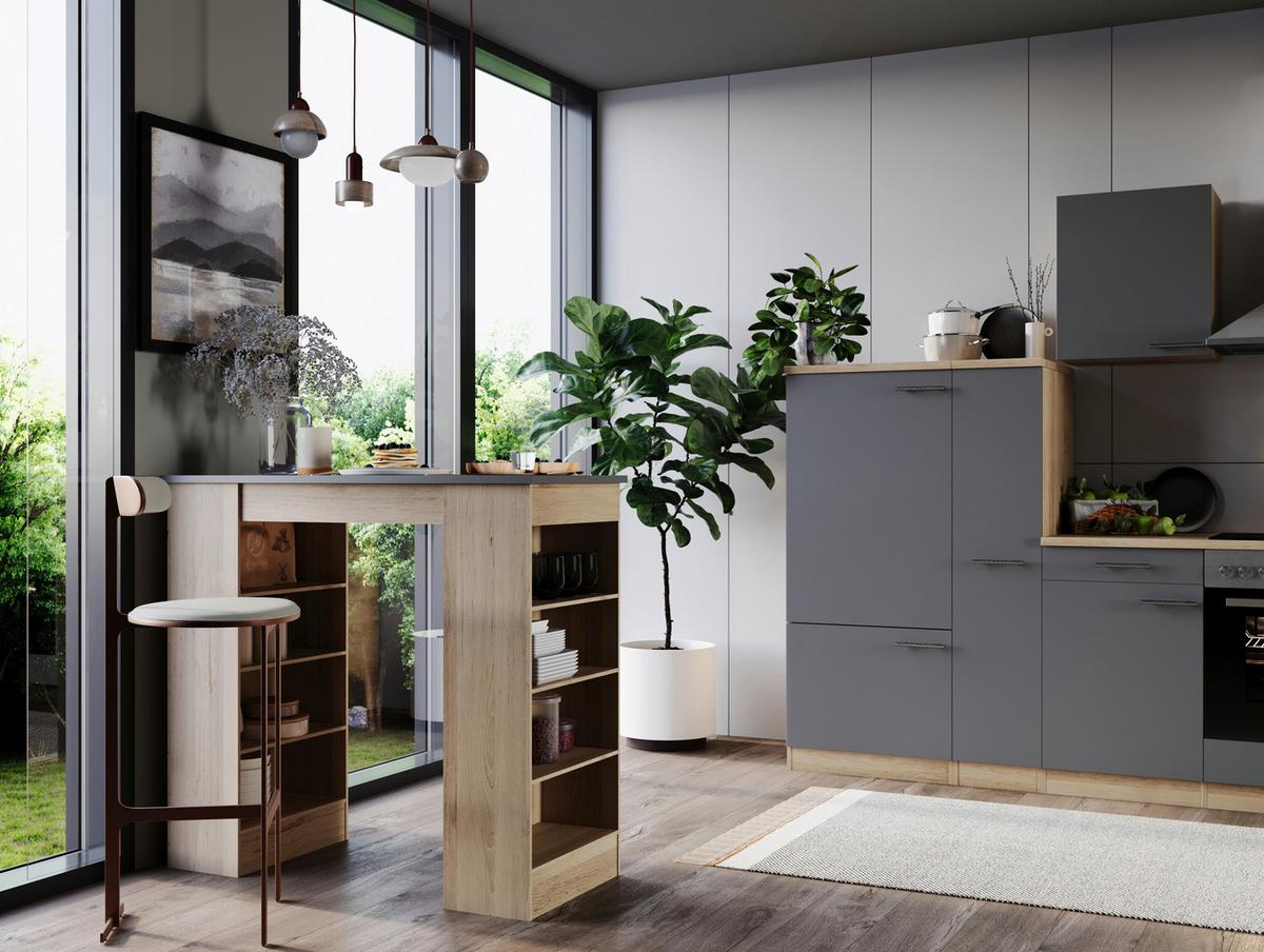 Barska Miza Merle, Barva Hrasta, Siva, 103x50cm - siva/barve hrasta, Design, leseni material (103/50/115cm) - Respekta