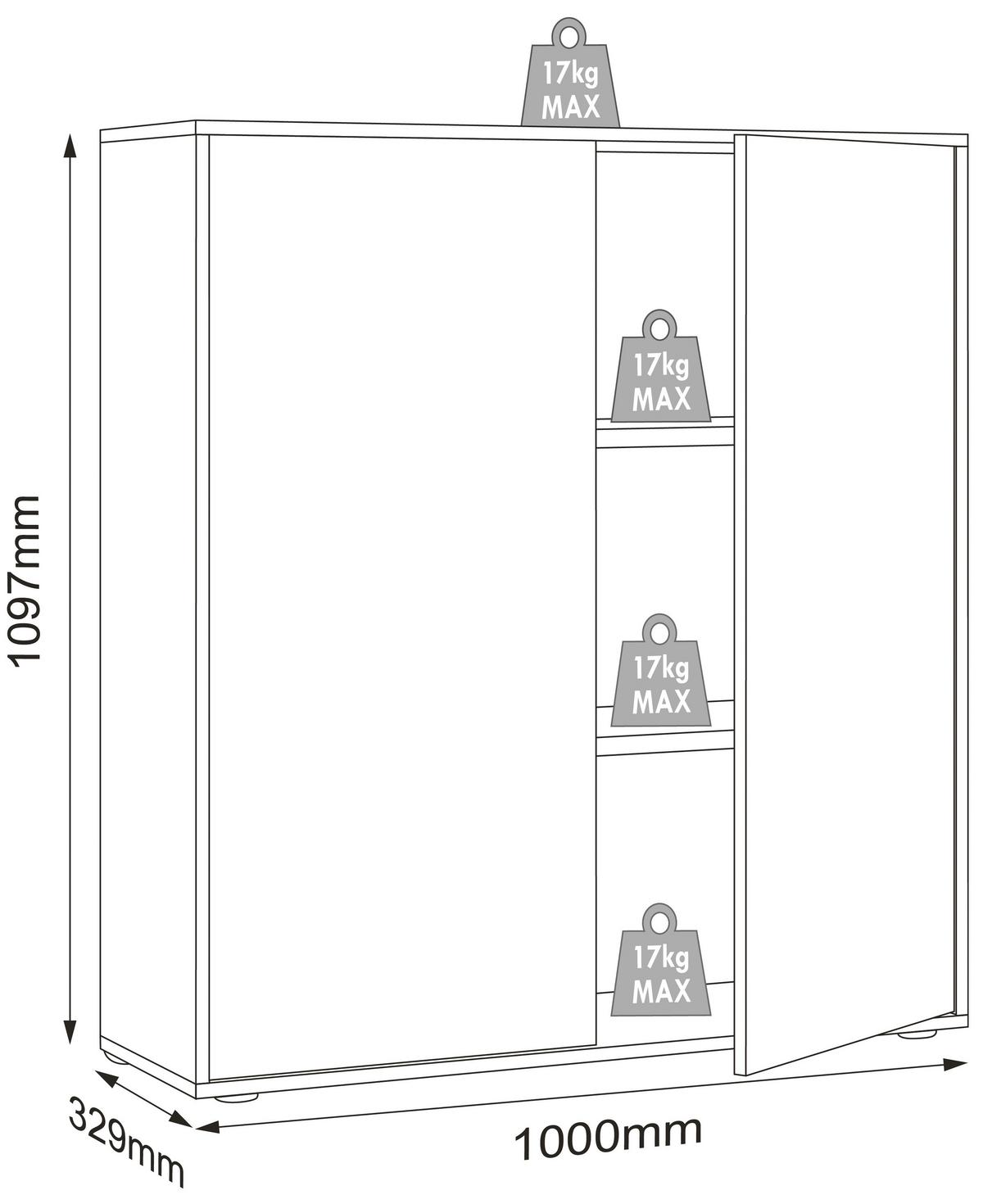 AKTENSCHRANK SALIA B100 - Honigeiche/Anthrazit, Design, Holzwerkstoff (100/110/33cm) - MID.YOU