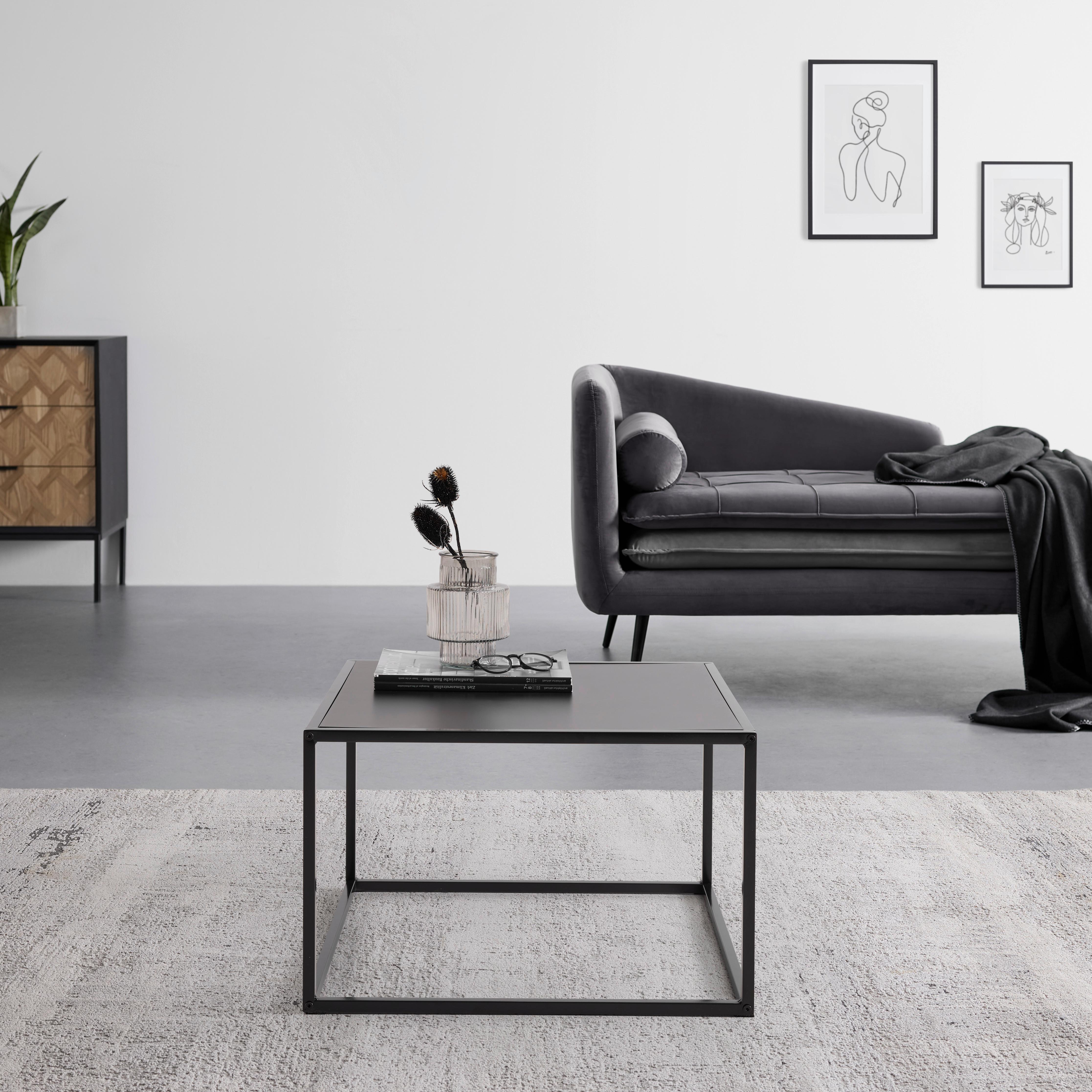 SOFFBORD KUBO -TOP- -BASED- - svart, Modern, metall/trämaterial (60/60cm) - Based