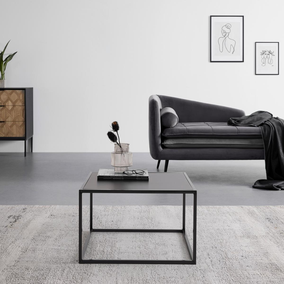 Dohányzóasztal Fekete Kubo - fekete, Modern, faalapú anyag/fém (60/60/38cm) - Mömax