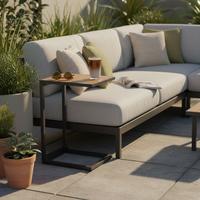 Gartenbeistelltisch "CEE", Akazie/Aluminium - Graphitfarben/Naturfarben, MODERN, Holz/Metall (41/32/61cm) - Gardenson