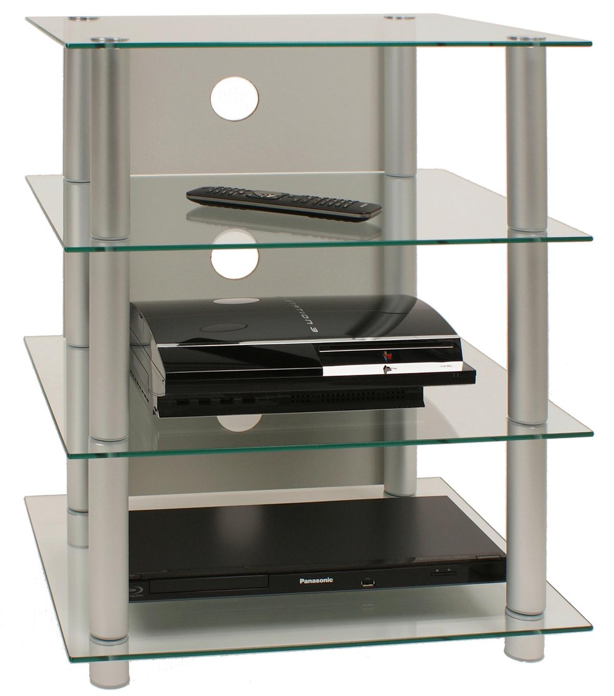 Mizica Za Hi-fi Naprave, Srebrna, 54 Cm - srebrne barve, Konvencionalno, kovina/steklo (54/70/45cm) - MID.YOU