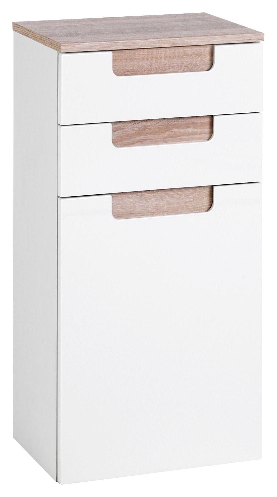 Unterschrank in Weiss/Eiche Sonoma 'Siena' - Weiß/Sonoma Eiche, MODERN, Holzwerkstoff (40/79/27cm) - Held