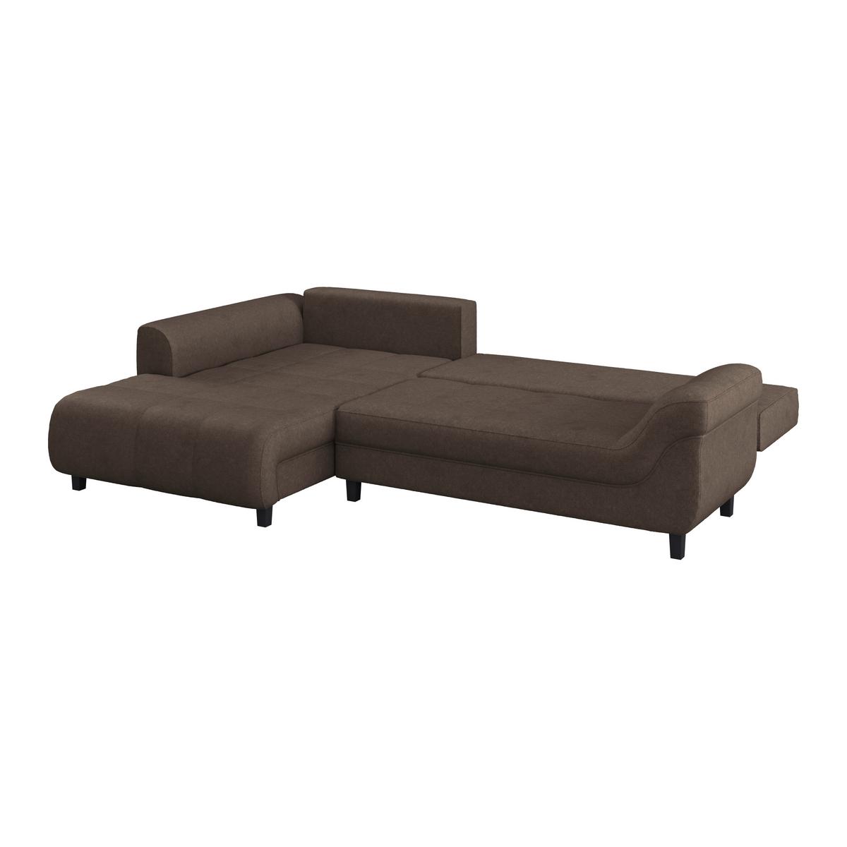 Kutna Garnitura Mendoza - tamno smeđa/crna, Design, tekstil/drvo (197/309cm) - Modern Living