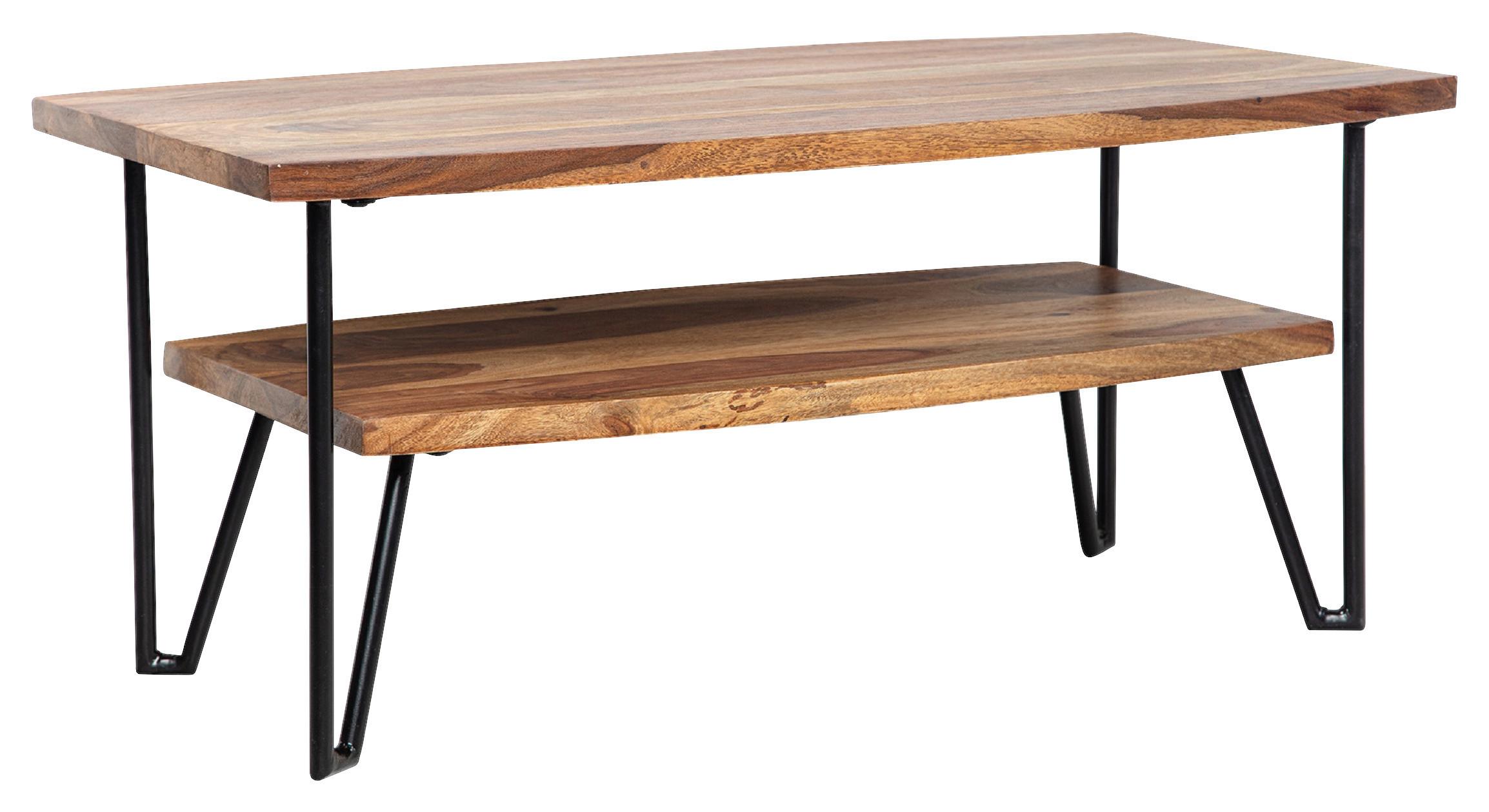 Couchtisch Holz ca. 90x50x40 cm - Schwarz/Braun, Design, Holz/Metall (90/50/40cm) - MID.YOU