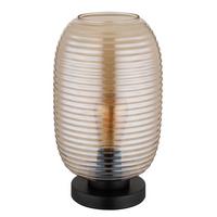 TISCHLEUCHTE 15794TA JEFREY - Bernsteinfarben/Schwarz, Basics, Glas/Kunststoff (20/34,5cm) - Globo