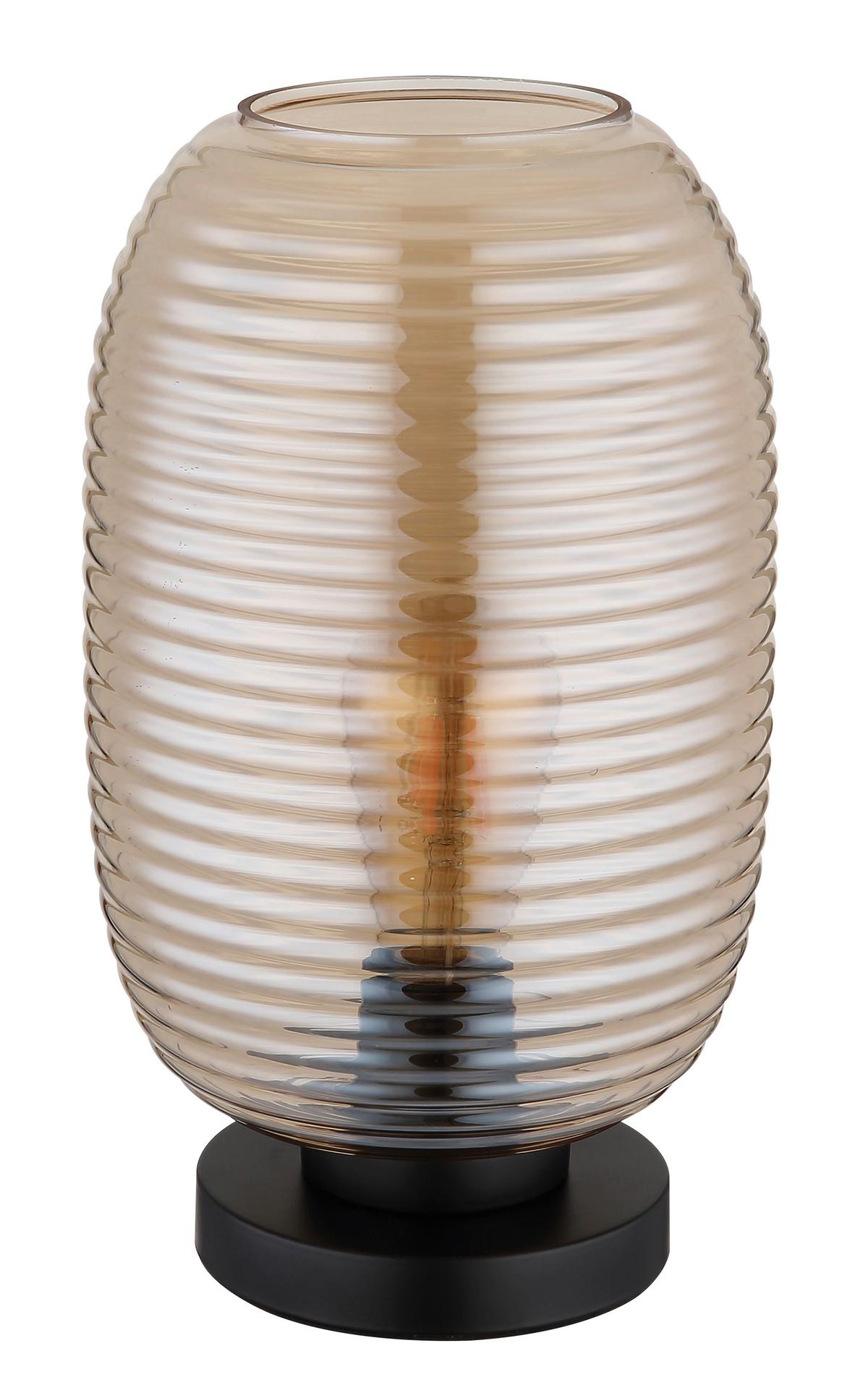 TISCHLEUCHTE 15794TA JEFREY - Bernsteinfarben/Schwarz, Basics, Glas/Kunststoff (20/34,5cm) - Globo