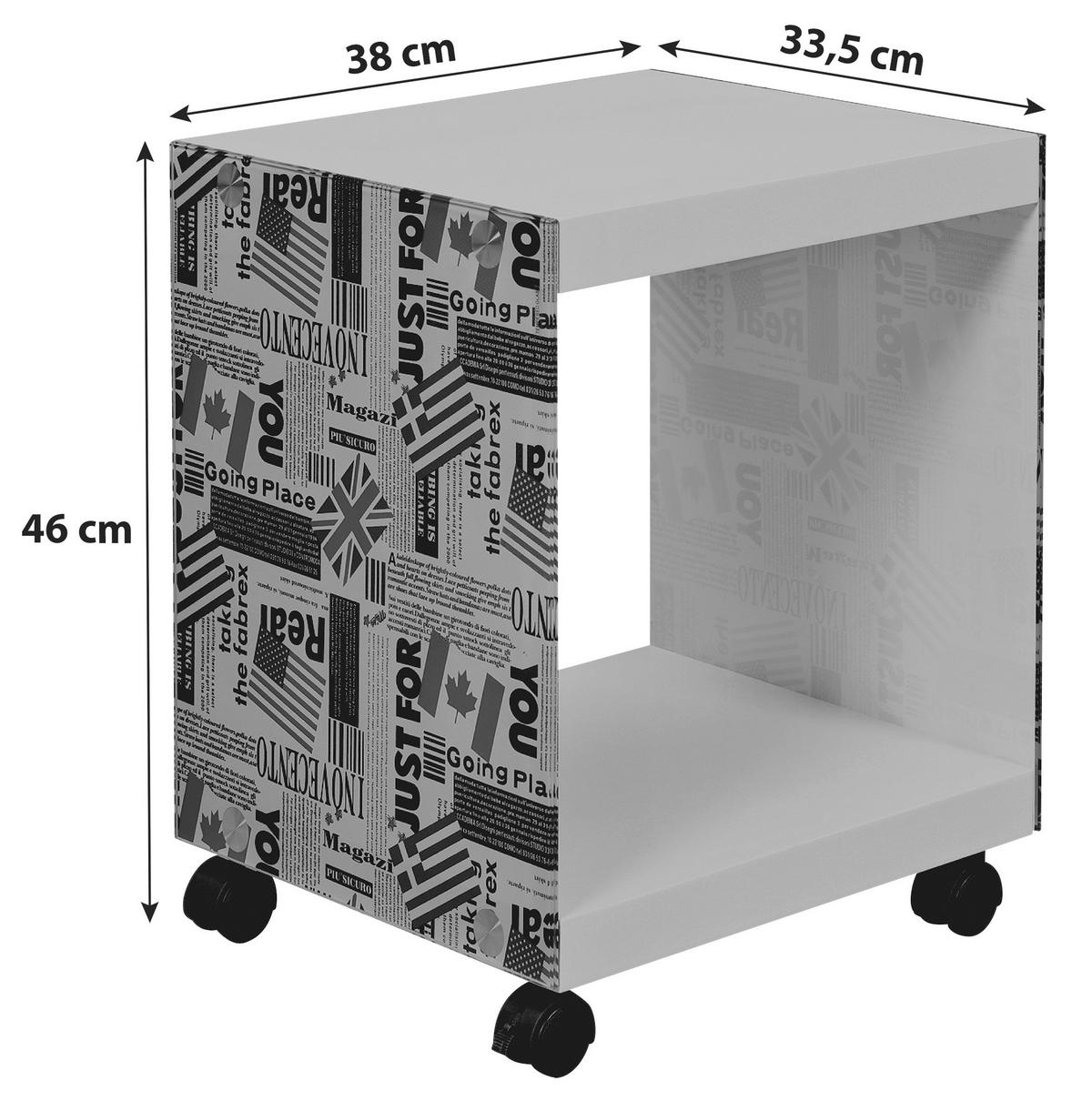 Couchtisch in Flagcube ca. 38x34x46 cm - Blau/Rot, Basics, Glas/Holzwerkstoff (38/33,50/46cm) - MID.YOU