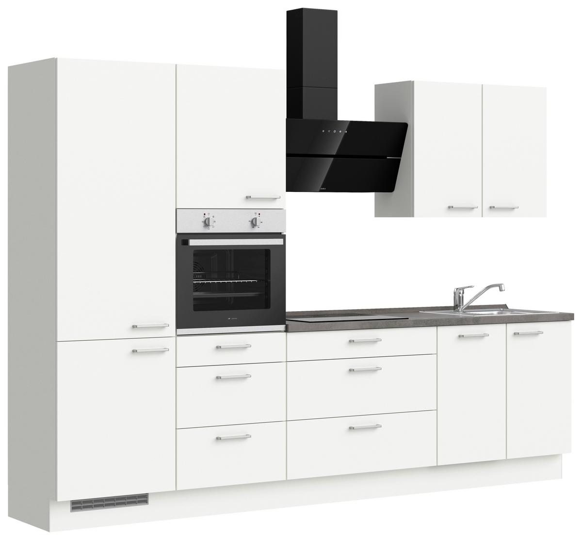 Küchenleerblock Touch High o. Geräte Weiß - Edelstahlfarben/Weiß, MODERN, Holzwerkstoff/Metall (300cm) - Nobilia