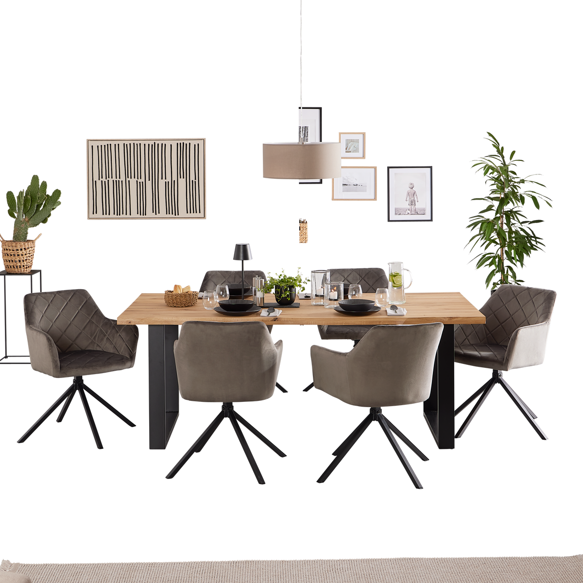 Masă WOOD 200 - culoare natur/negru, Konventionell, lemn/metal (200/75/100cm) - James Wood