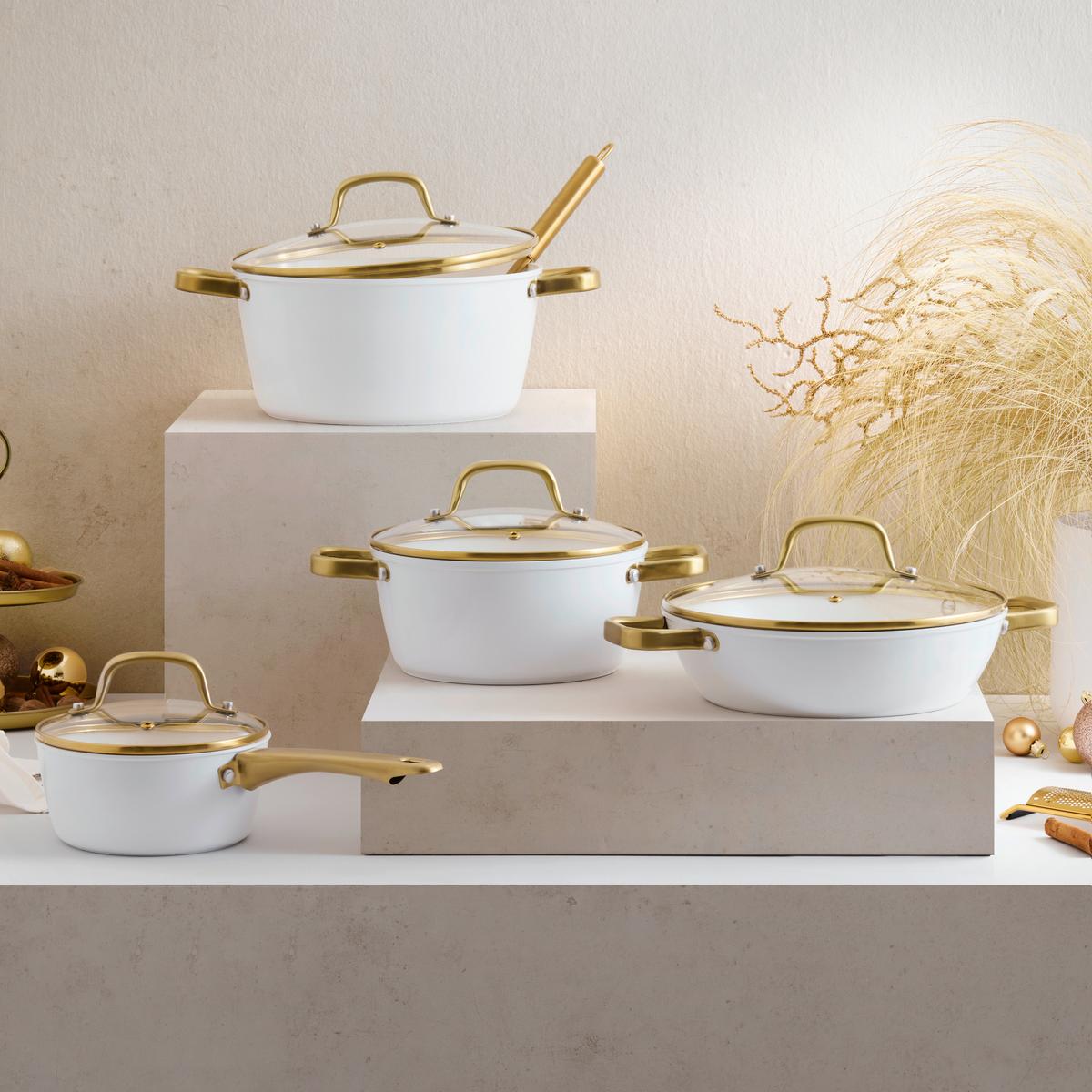Set de oale Elegance - alb/străveziu, Konventionell, sticlă/metal - Mömax