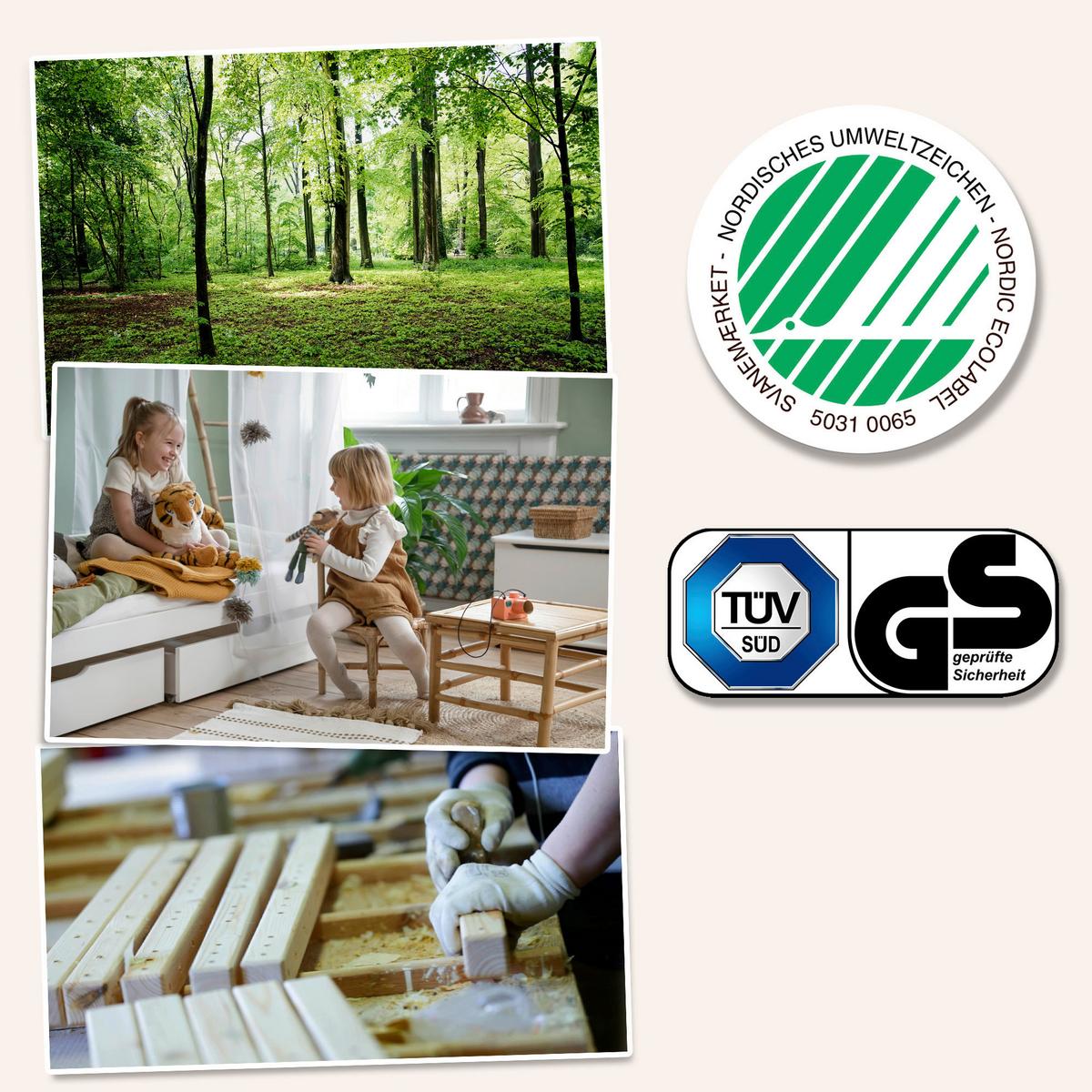 Etagenbett ECO COMFORT Grau Echtholz vollmassiv - Naturfarben/Grau, MODERN, Holz (90/200cm) - MID.YOU