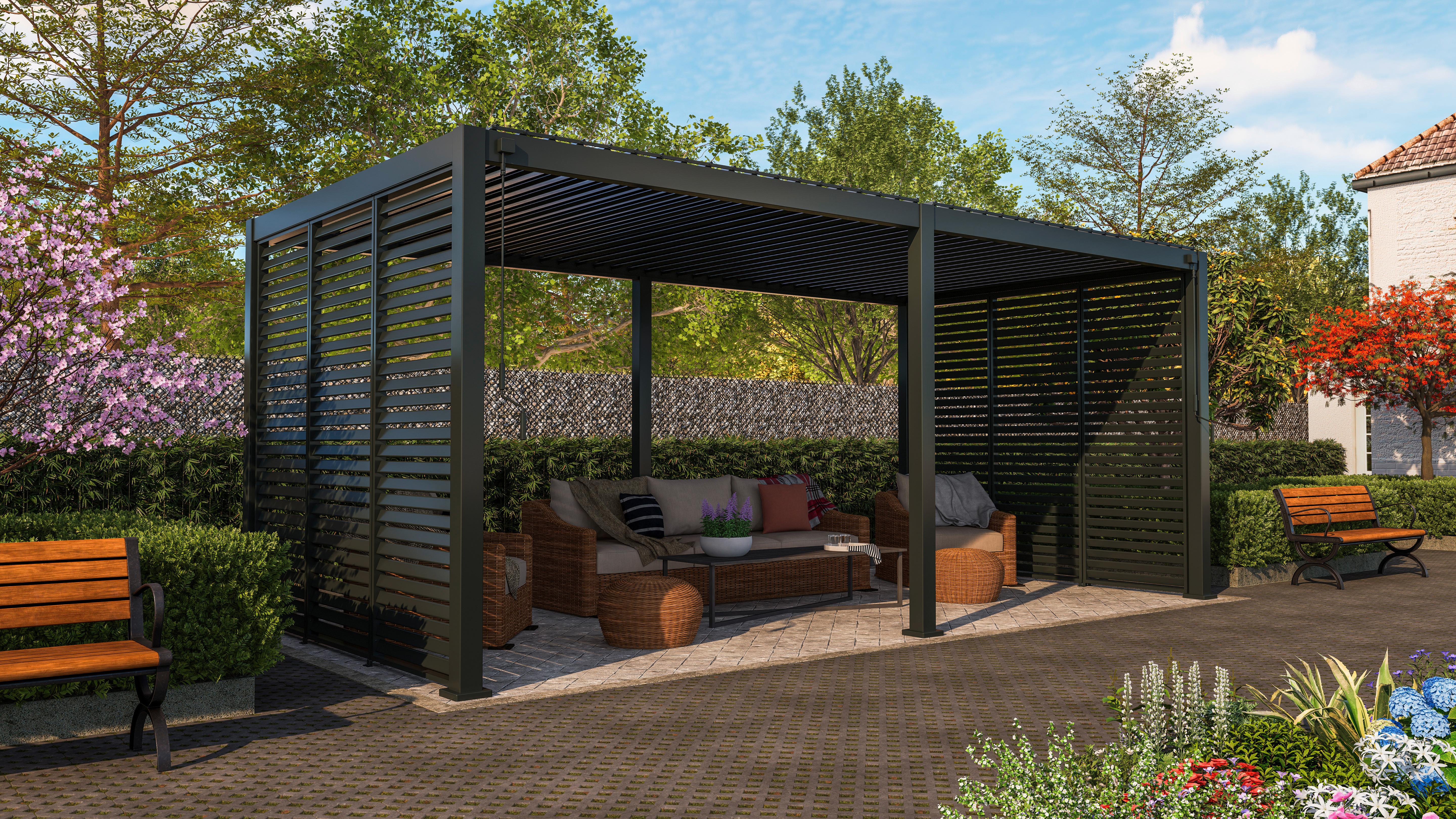 Pergola Classic ca. 600x250x300 cm Anthrazit - Anthrazit, MODERN, Metall (600/250/300cm) - Gardenson