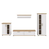 Dnevni Regal Verona, Bela, Barva Macesna, 4-Delni - srebrne barve/črna, Design, umetna masa/leseni material (316/161/40cm) - Livetastic