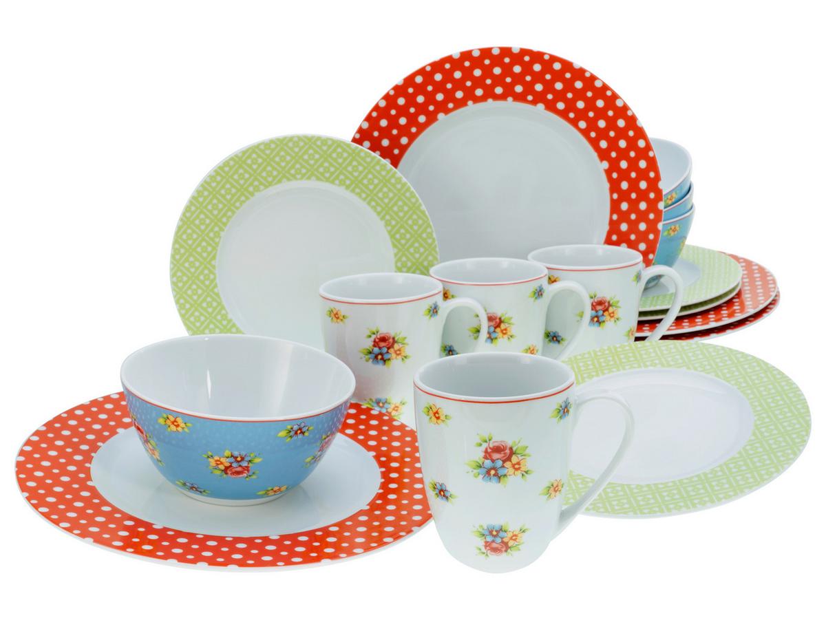 Kombiservice Multicolor, 16-teilig - Blau/Gelb, Keramik (32/31,5/33cm) - Creatable