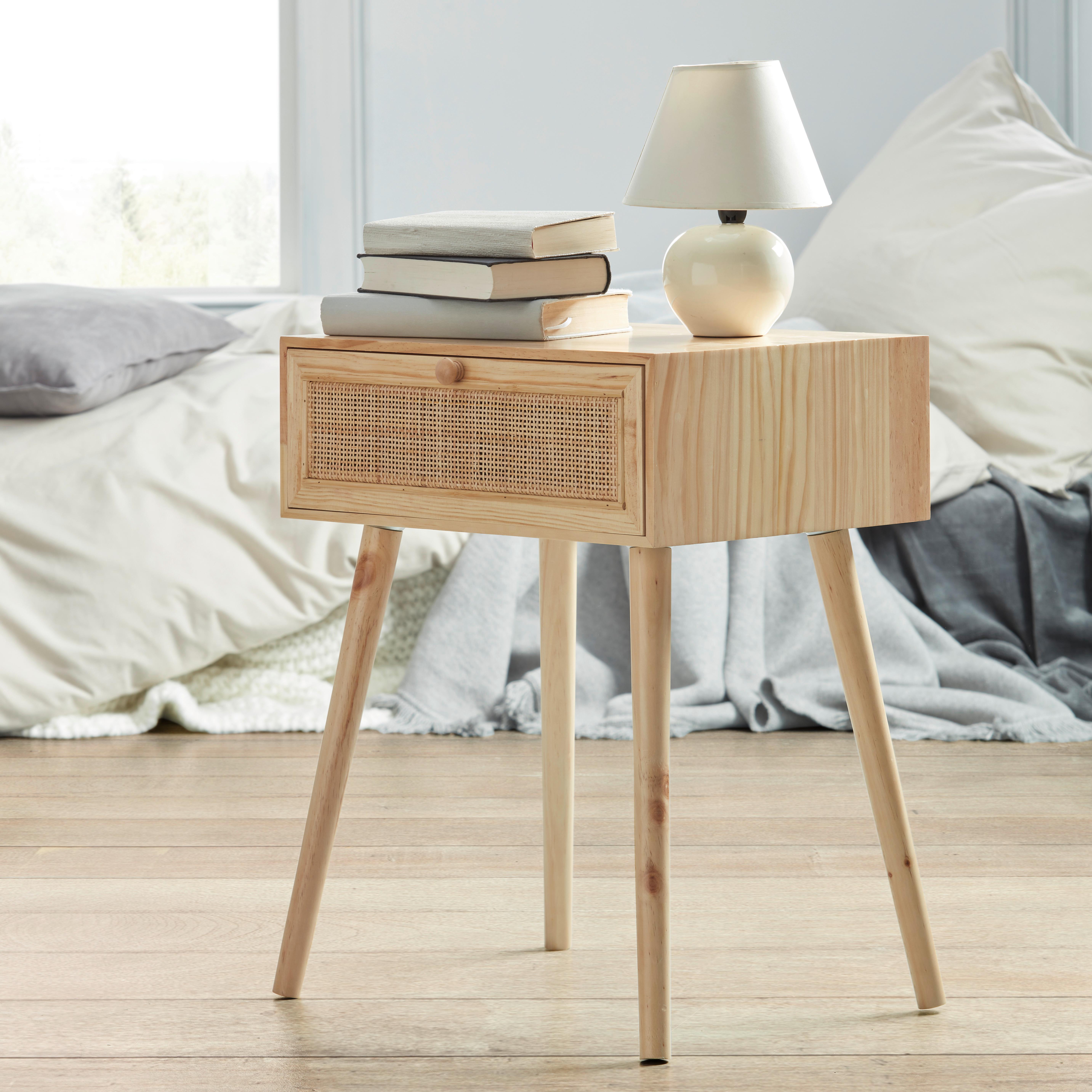 Nachtkästchen aus Rattan/Esche - Naturfarben, LIFESTYLE, Holz/Holzwerkstoff (45/58/35cm)