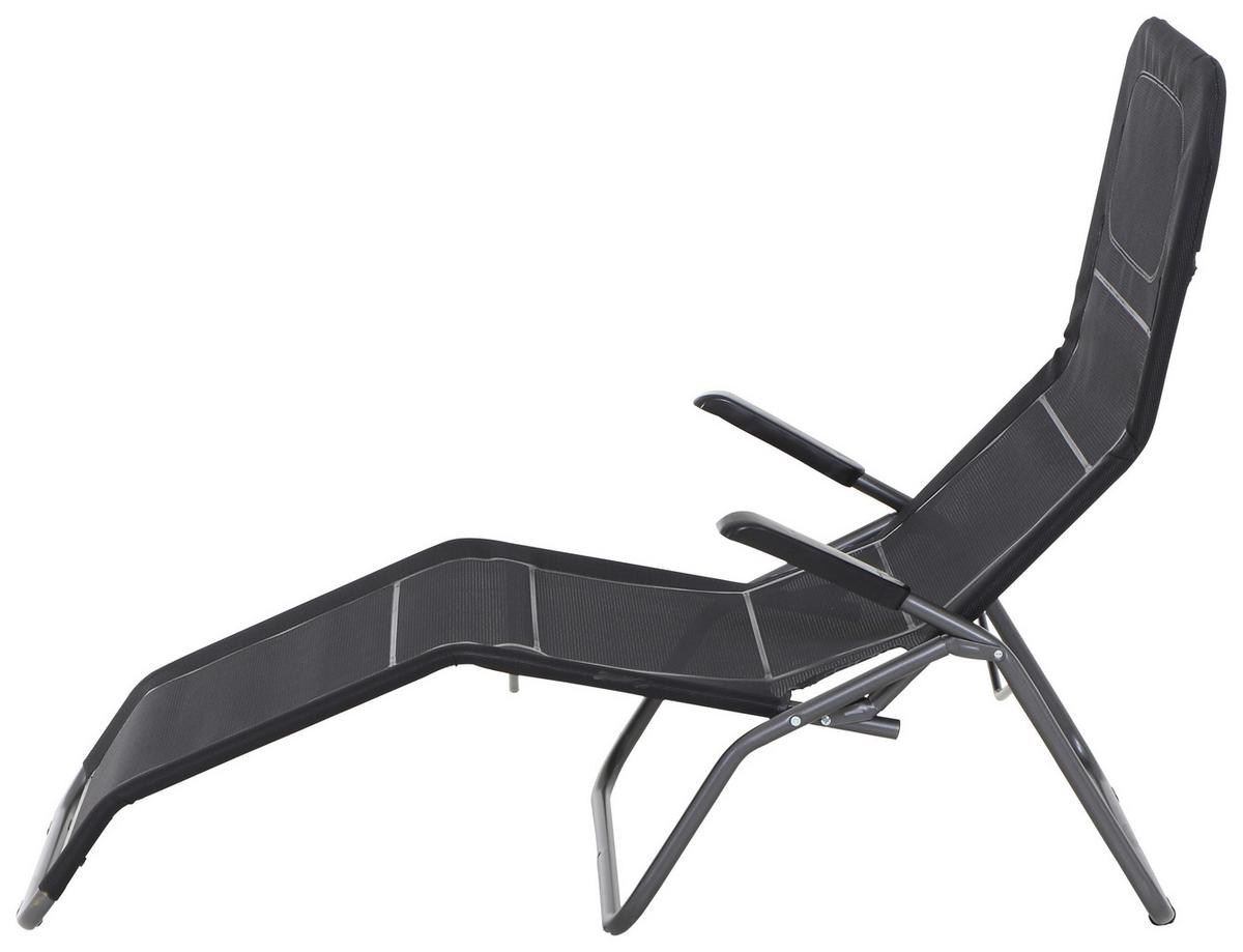 Gartenliege Anco Schwarz Stahl - Anthrazit/Schwarz, MODERN, Textil/Metall (72,5/103,5/144cm) - Siena Garden