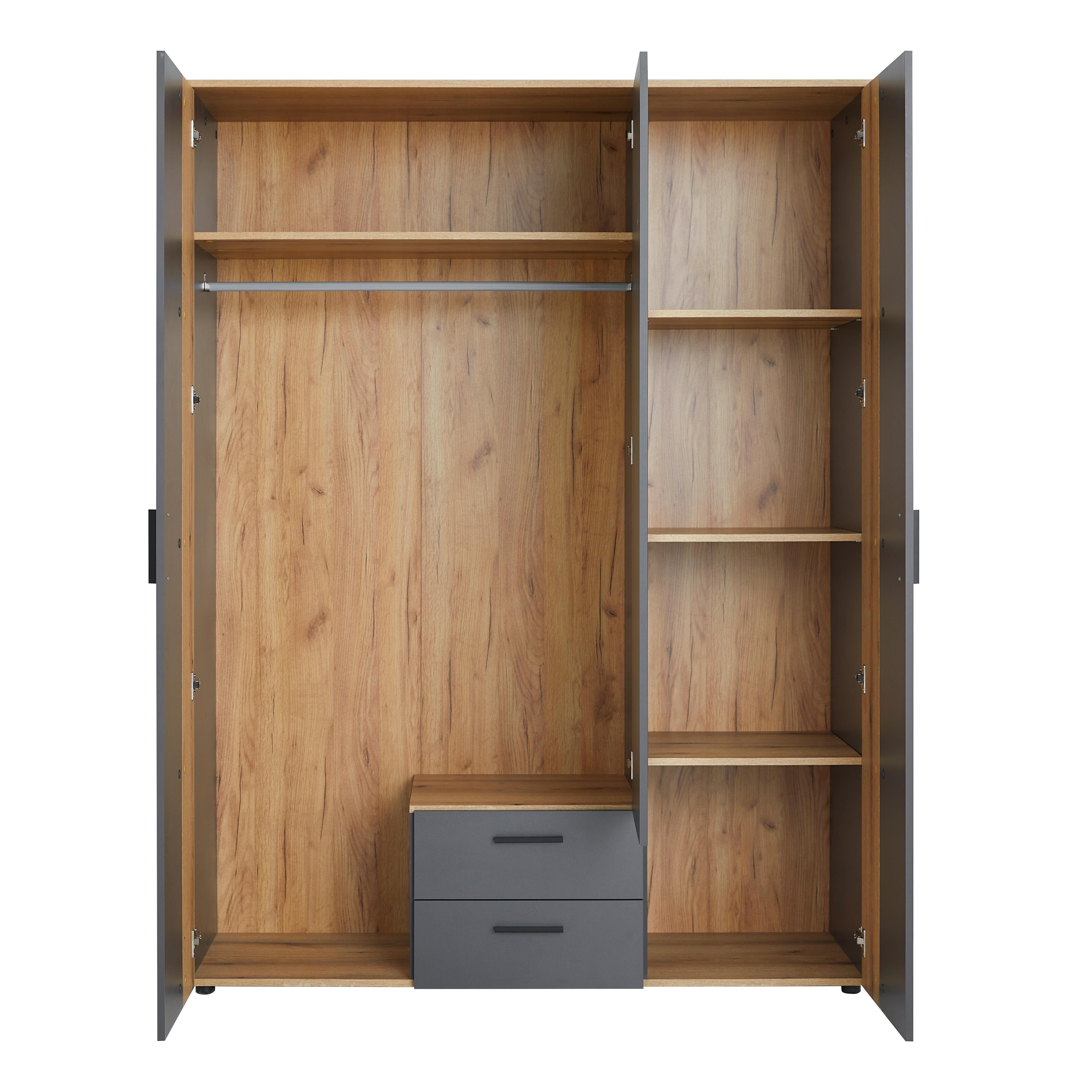 GARDEROB CADIX -EXKLUSIV- - svart/antracit, Klassisk, trämaterial/plast (150/200/55cm) - Mömax