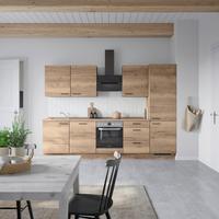 Küchenblock Structura High m. Geräten Eiche dunkel - Eiche dunkel/Schwarz, MODERN, Holzwerkstoff/Metall (300cm) - Nobilia