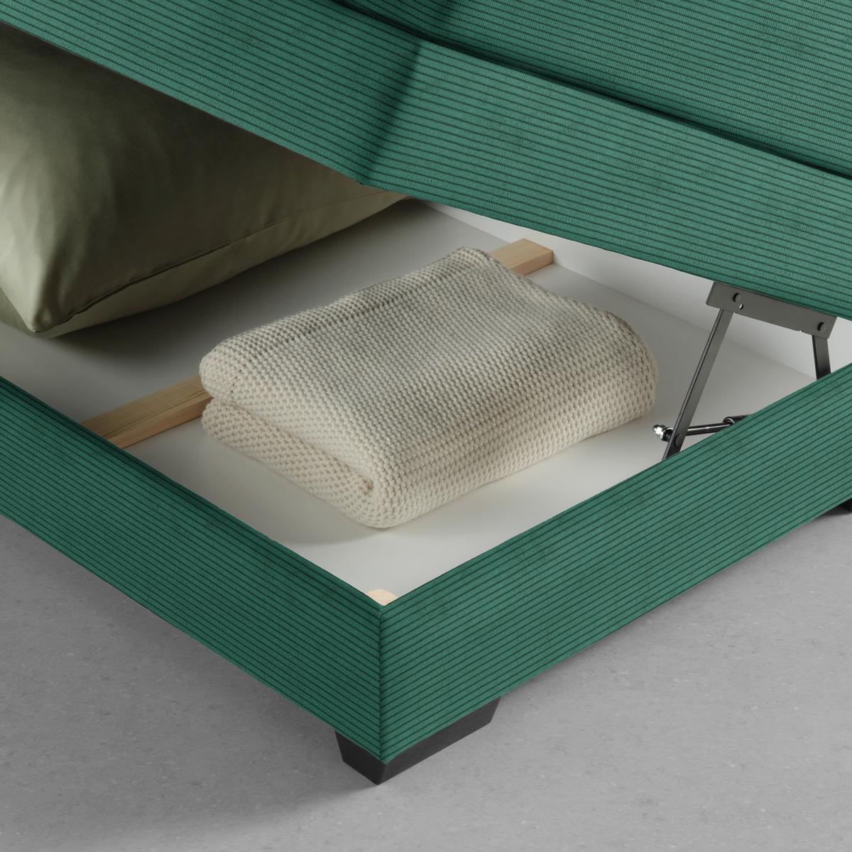 Boxspringbett Sevilla Dunkelgrün ca. 180x200cm - Dunkelgrün/Schwarz, KONVENTIONELL, Holz/Kunststoff (180/200cm) - Premium Living