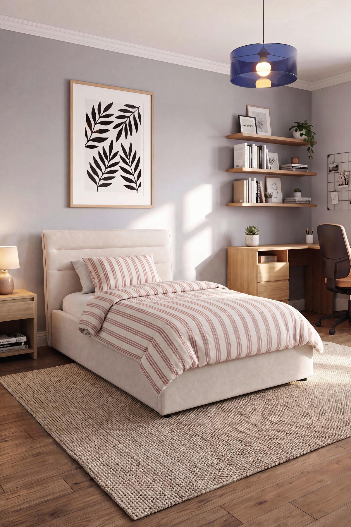 Polsterbett Sienna Beige ca. 90x200cm - Beige/Schwarz, LIFESTYLE, Holz/Kunststoff (90/200cm) - Based