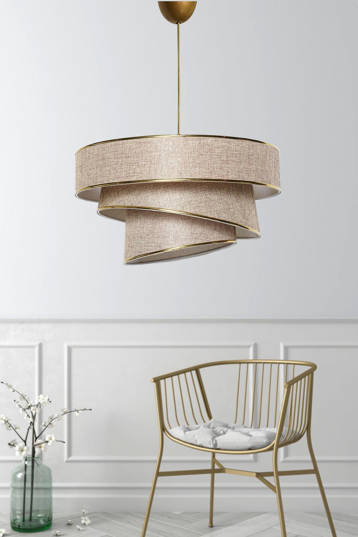 LAMPA WISZĄCA COUPER - beżowy/kolor złoty, Konventionell, tworzywo sztuczne/metal (40/72cm)