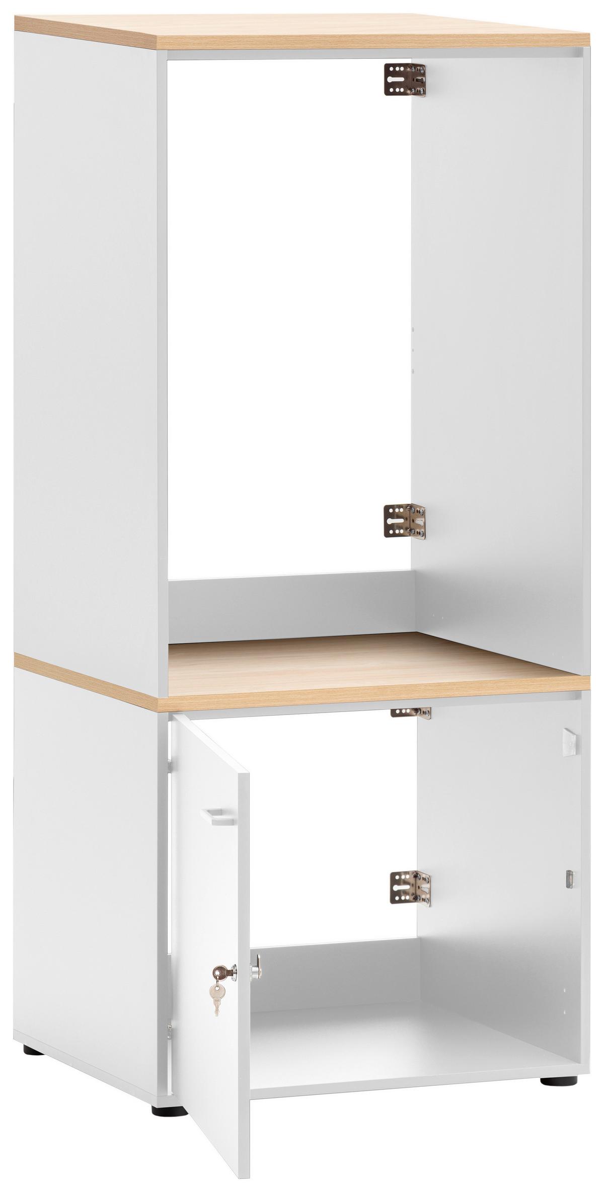 Waschmaschinenschrank-Set Solea Weiß - Chromfarben/Eichefarben, MODERN, Holzwerkstoff/Kunststoff (67,1/154,7/60cm) - MID.YOU