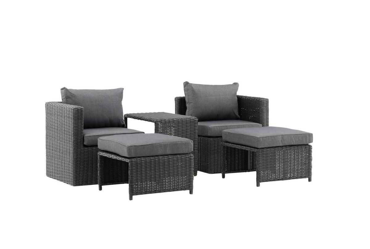 GARTENSET QUAD - Schwarz/Grau, KONVENTIONELL, Kunststoff/Metall - Gardenson