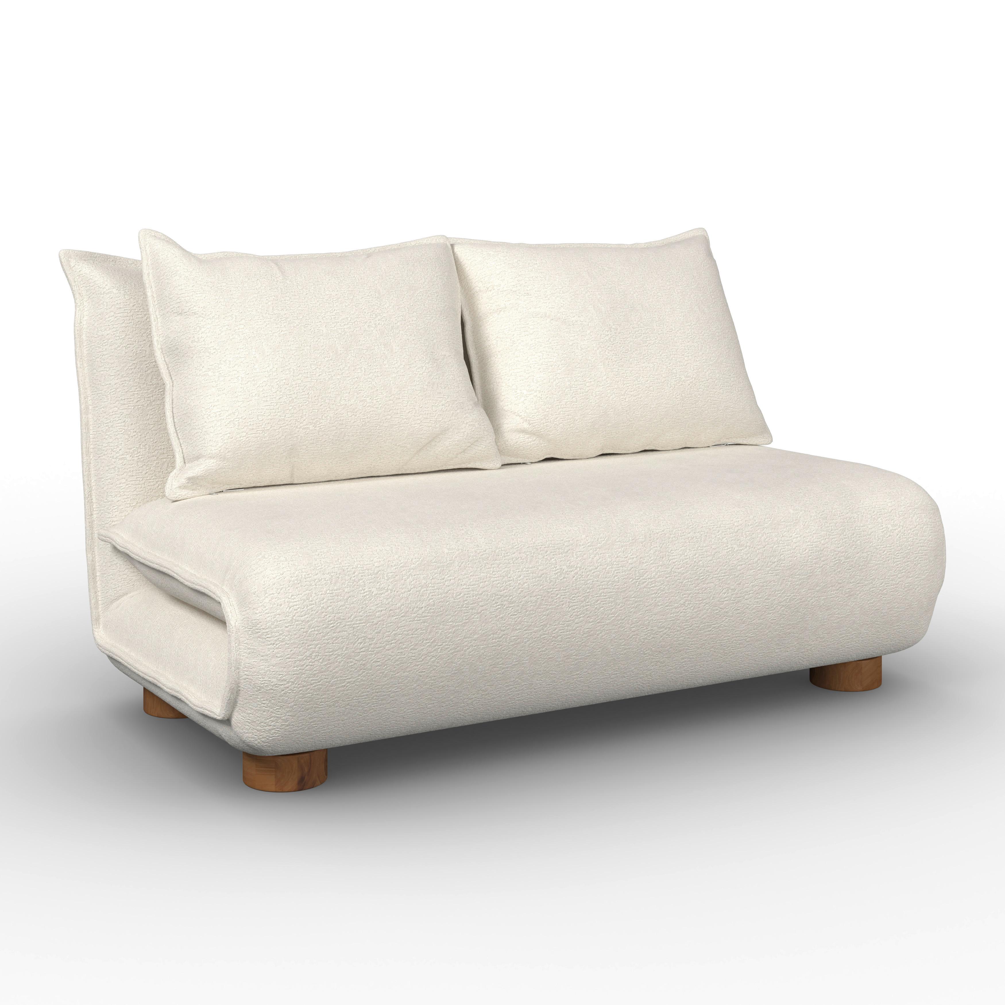 Schlafsofa Bella Bouclé Weiß - Weiß/Naturfarben, MODERN, Holz/Textil (141/189/25cm) - Bessagi Home