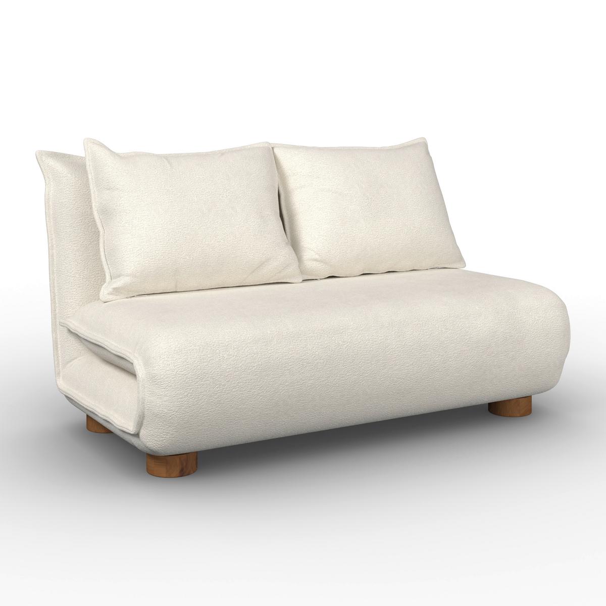 Schlafsofa Bella Bouclé Weiß - Weiß/Naturfarben, MODERN, Holz/Textil (141/189/25cm) - Bessagi Home