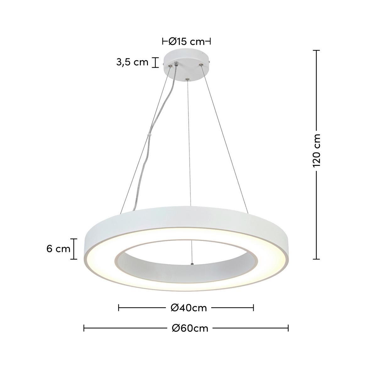 Lampă suspendată cu LED Sandl - alb/culoare crom, Modern, plastic/metal (60/120cm) - Mömax