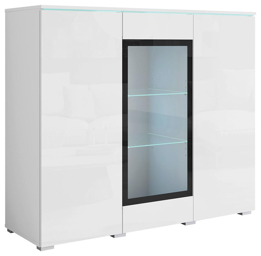 Visoka Komoda Vera 120, Bela, Led - siva/bela, Trend, umetna masa/steklo (120/103,3/39,5cm) - P & B