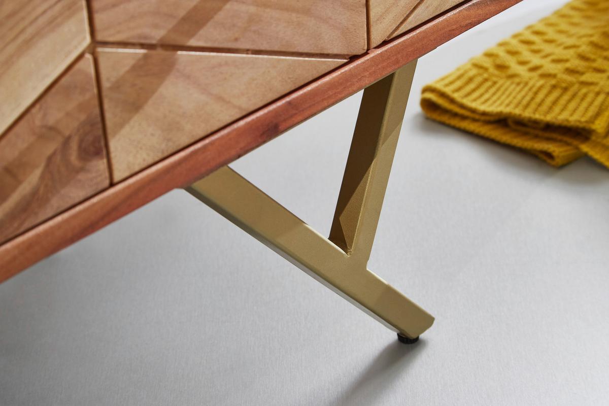 Komoda Boha, Pravi Les - zlate barve/rjava, Design, kovina/les (90/86/40cm) - MID.YOU