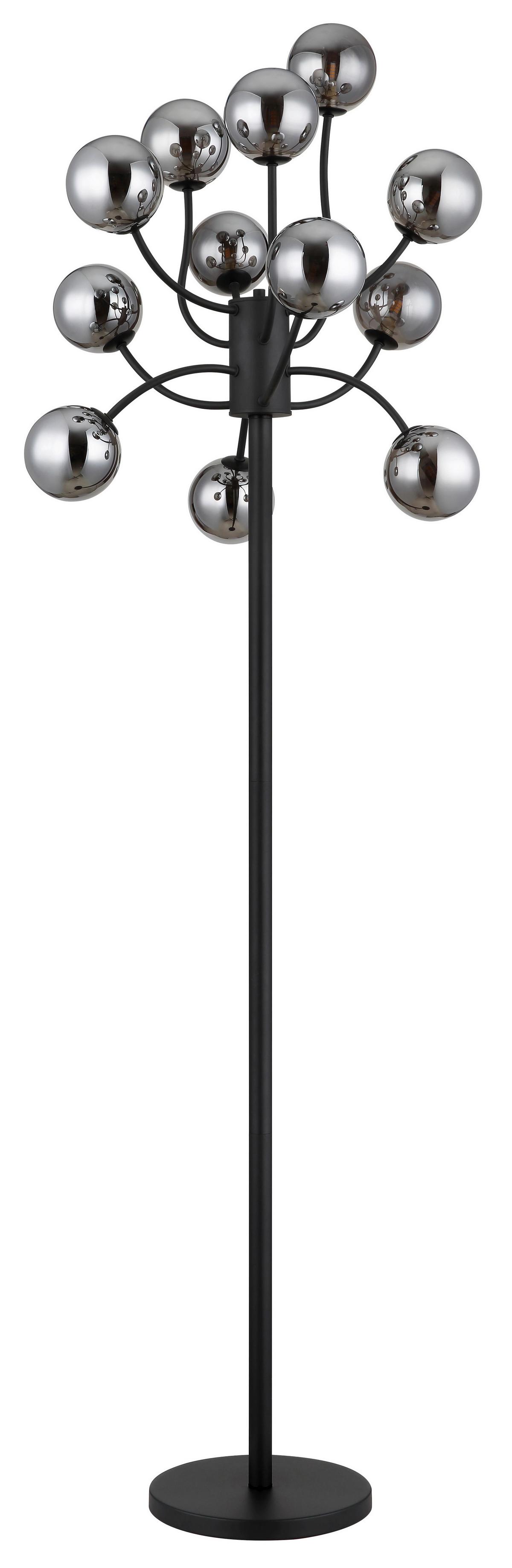 LED-STEHLEUCHTE 56133-12S RIHA - Schwarz, Design, Glas/Kunststoff (62/200cm) - Globo