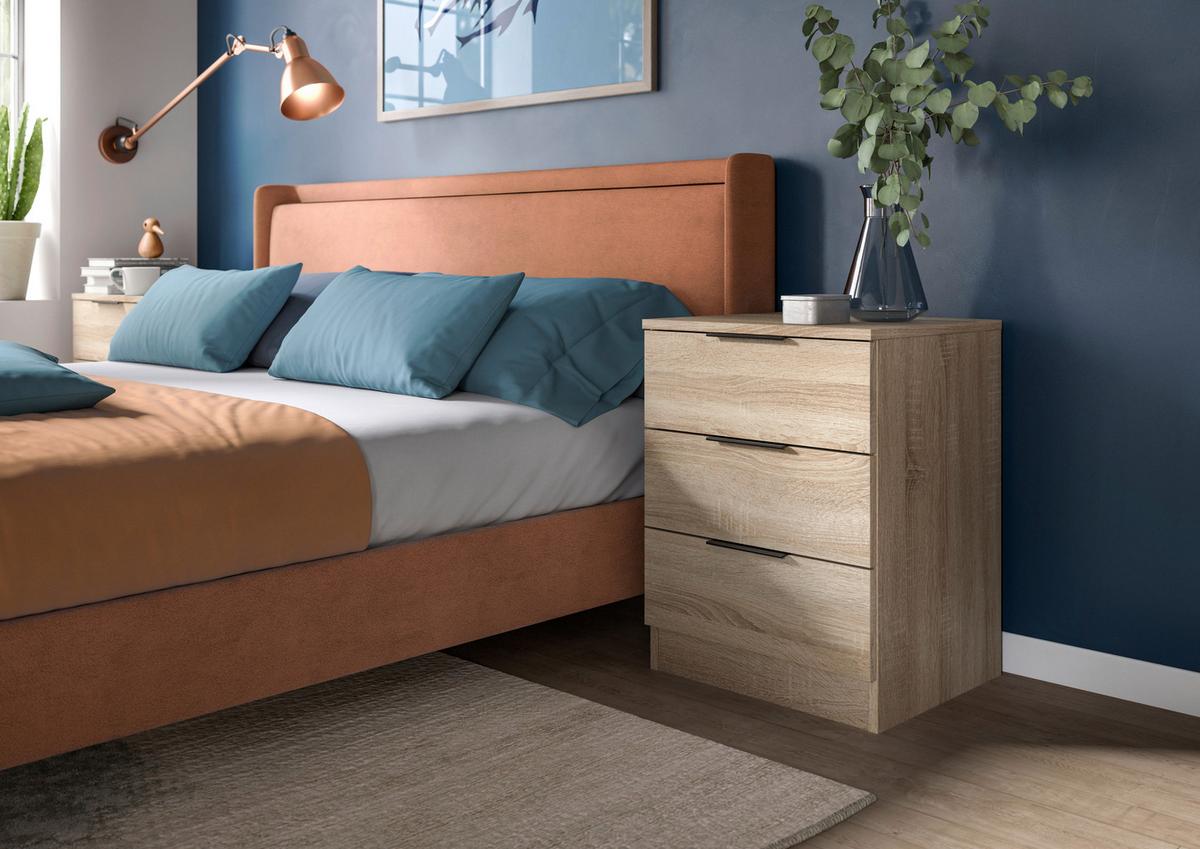 Nachtkästchenset KOPENHAGEN ca.45x60x40cm Sonoma Eiche - Schwarz/Sonoma Eiche, MODERN, Holzwerkstoff/Kunststoff (45/60/40cm) - MID.YOU