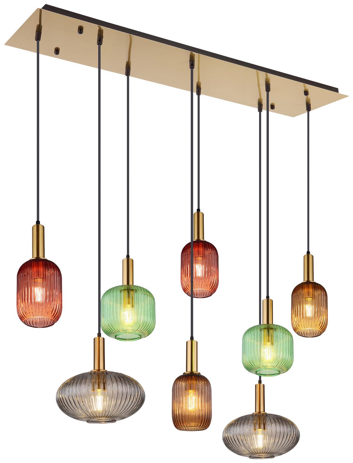 Viseća Svjetiljka Normy 15469-8h Normy - siva/boje mjeda, Design, staklo/metal (125/47/150cm) - Globo