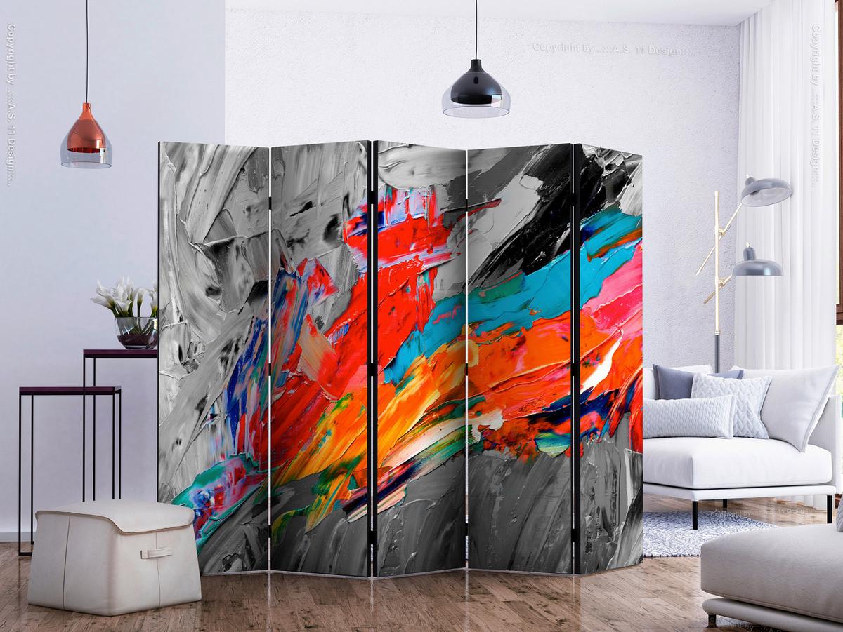 Paravan Fiery Bird I, 4-Delni, Akustičen - večbarvno, Basics, umetna masa/tekstil (225/172/3cm) - artgeist