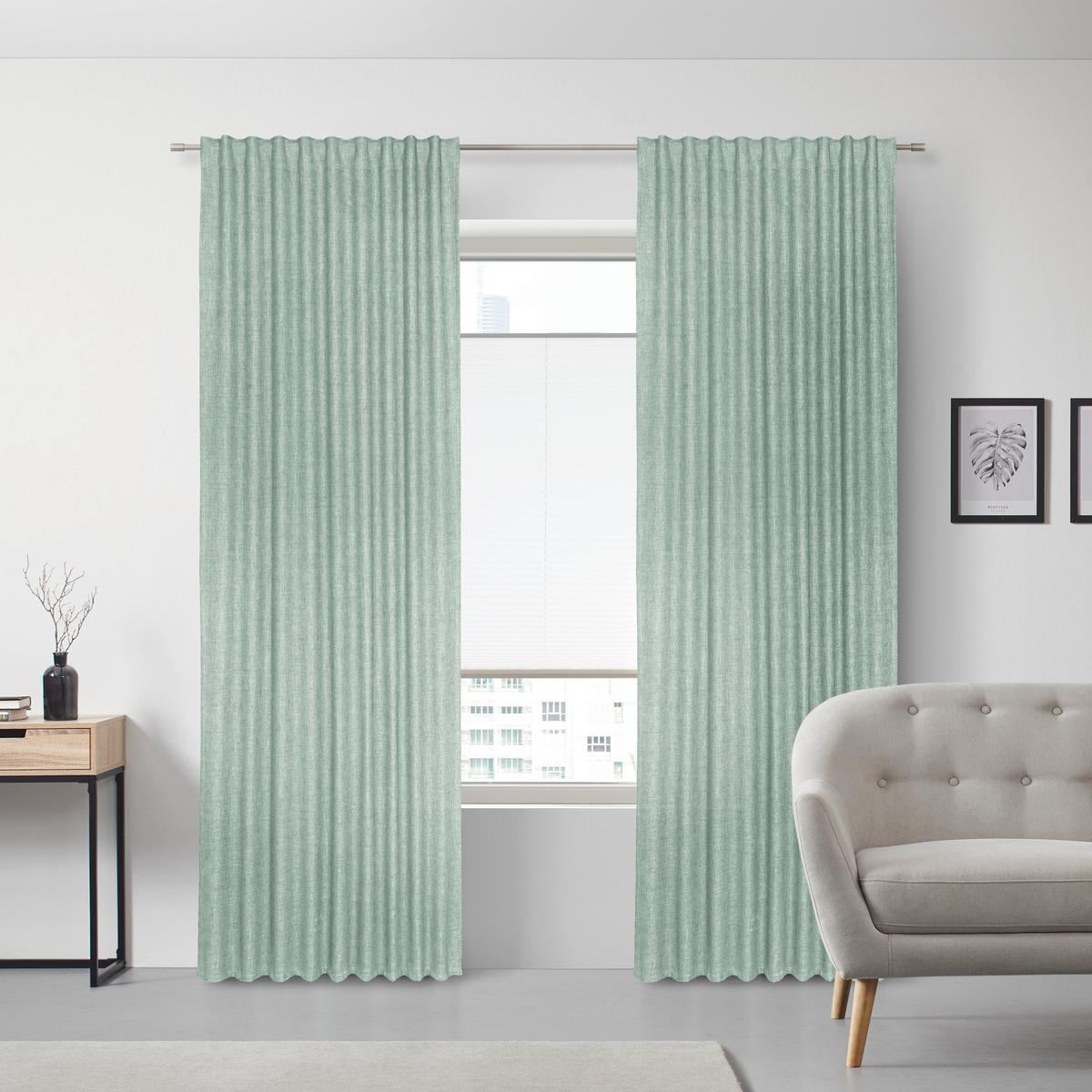 Fertigvorhang Leo Olivgrün Ca. 135x255cm - Olivgrün, Textil (135/255cm) - Premium Living