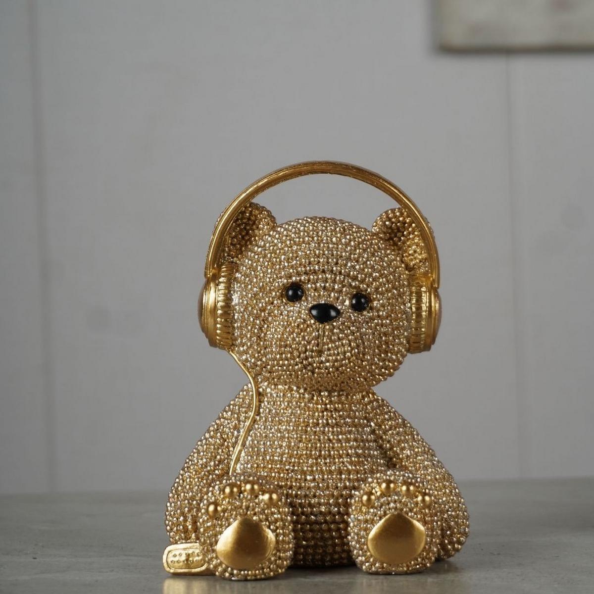 Dekor Medve Teddy - aranyszínű, műanyag (10/8/13,2cm)