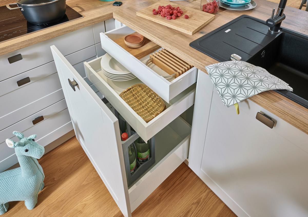 Einbauküche in Grau/Kaschmir - Kaschmir/Grau, MODERN, Holzwerkstoff - Pino